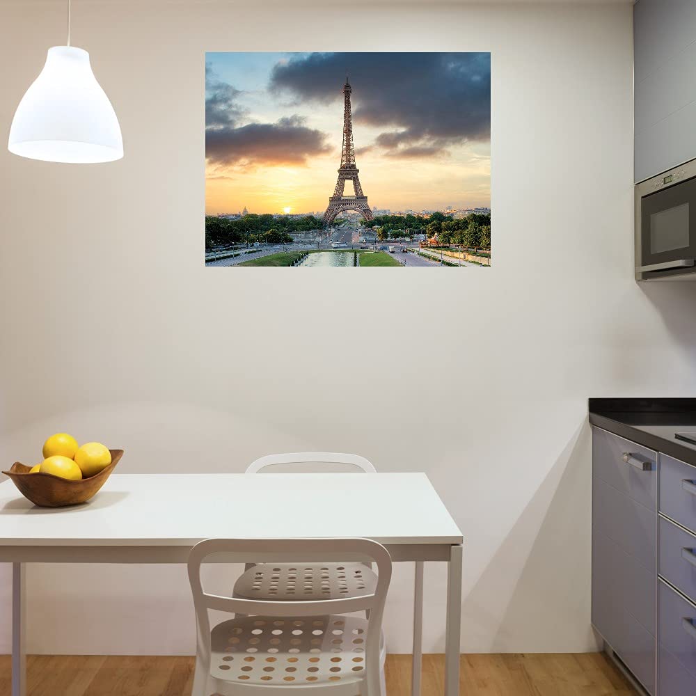 Eiffel Tower Sunset Painting - Handmade Canvas Wall Art by Alan Blaustein - 43x32 Inch Ready to Hang - Perfect for Living Room, Bedroom, Office Decor - Romantic Parisian Home Décor for Wedding Gifts & Anniversary Presents
