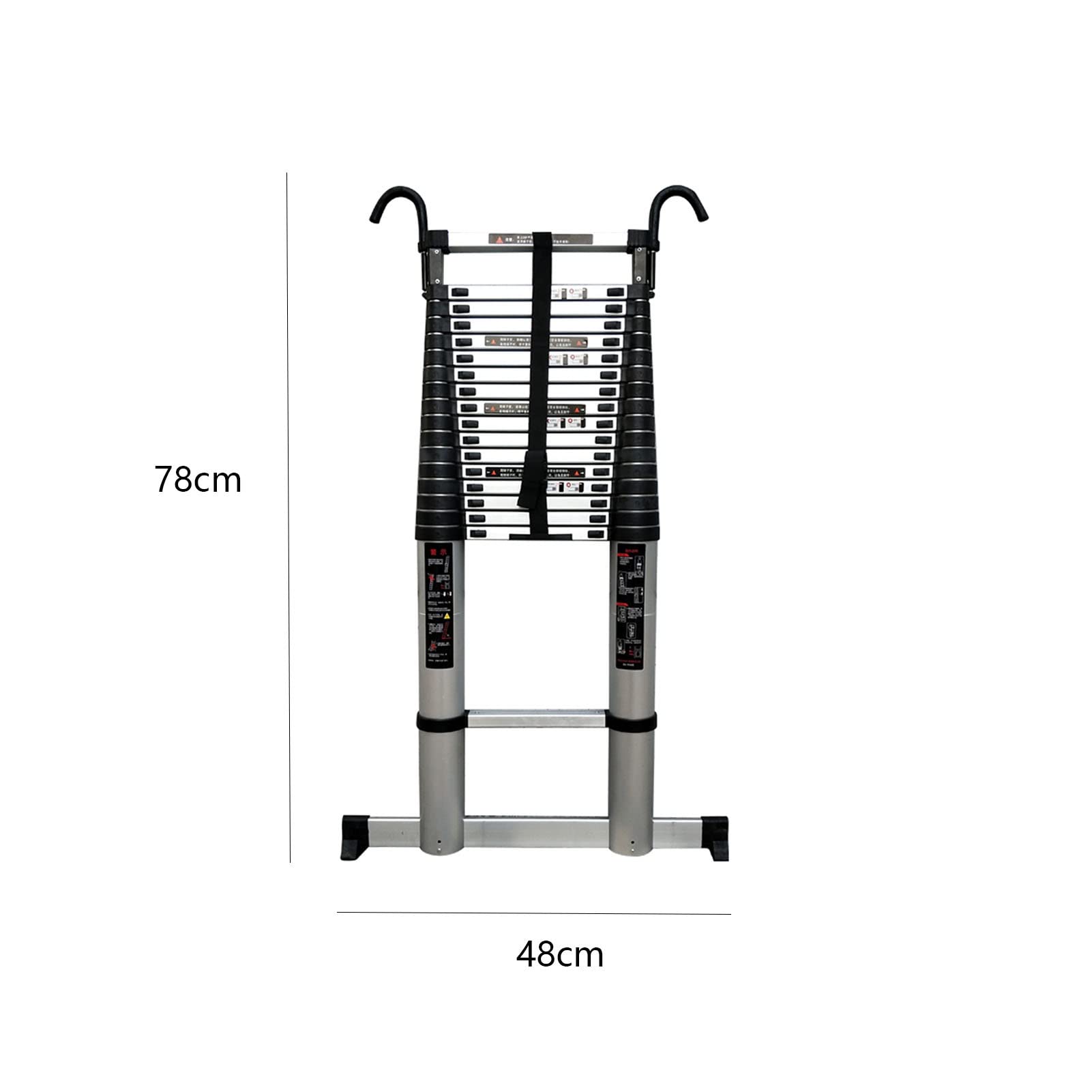 PAIFA 7FT Aluminum Alloy Telescoping Ladder - Heavy Duty Folding Loft Ladder with Safety Hooks for Home, Warehouse & Construction Use (2.0M) | Perfect for Attic Access, Roof Work & Indoor Projects