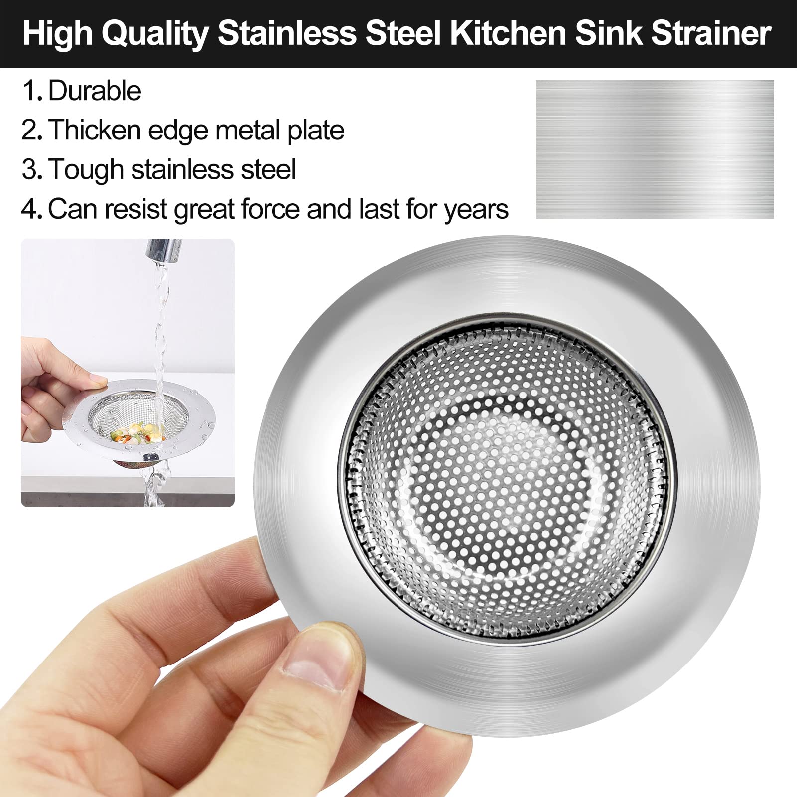 2 Pack 304 Stainless Steel Sink Protectors with Drain Hole - 13.2