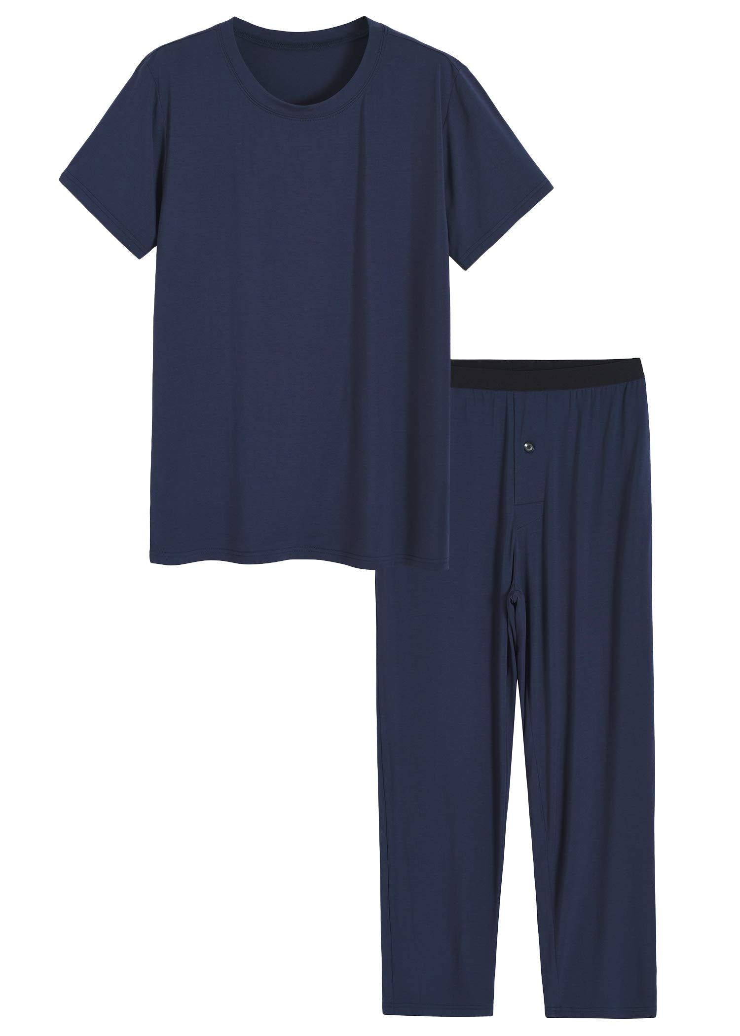 Breathable Men's Bamboo Viscose Pajama Set - Soft Sleepwear Shirt & Pants with Pockets for Comfortable Nightwear | Perfect for Lounging, Sleeping & Relaxing at Home