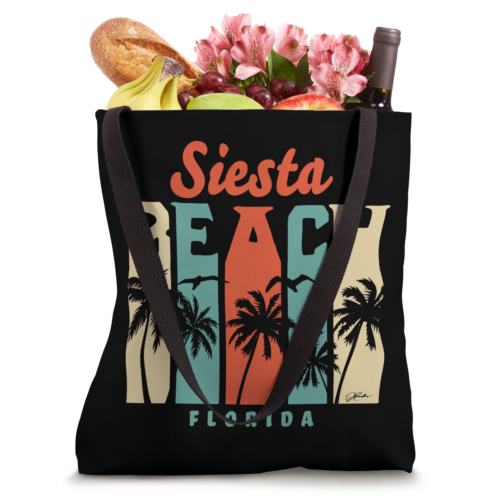 JCombs Retro Beach Tote Bag - Florida Siesta Key Siesta Beach Style - Perfect for Beach Vacations, Pool Days & Summer Travel Accessories