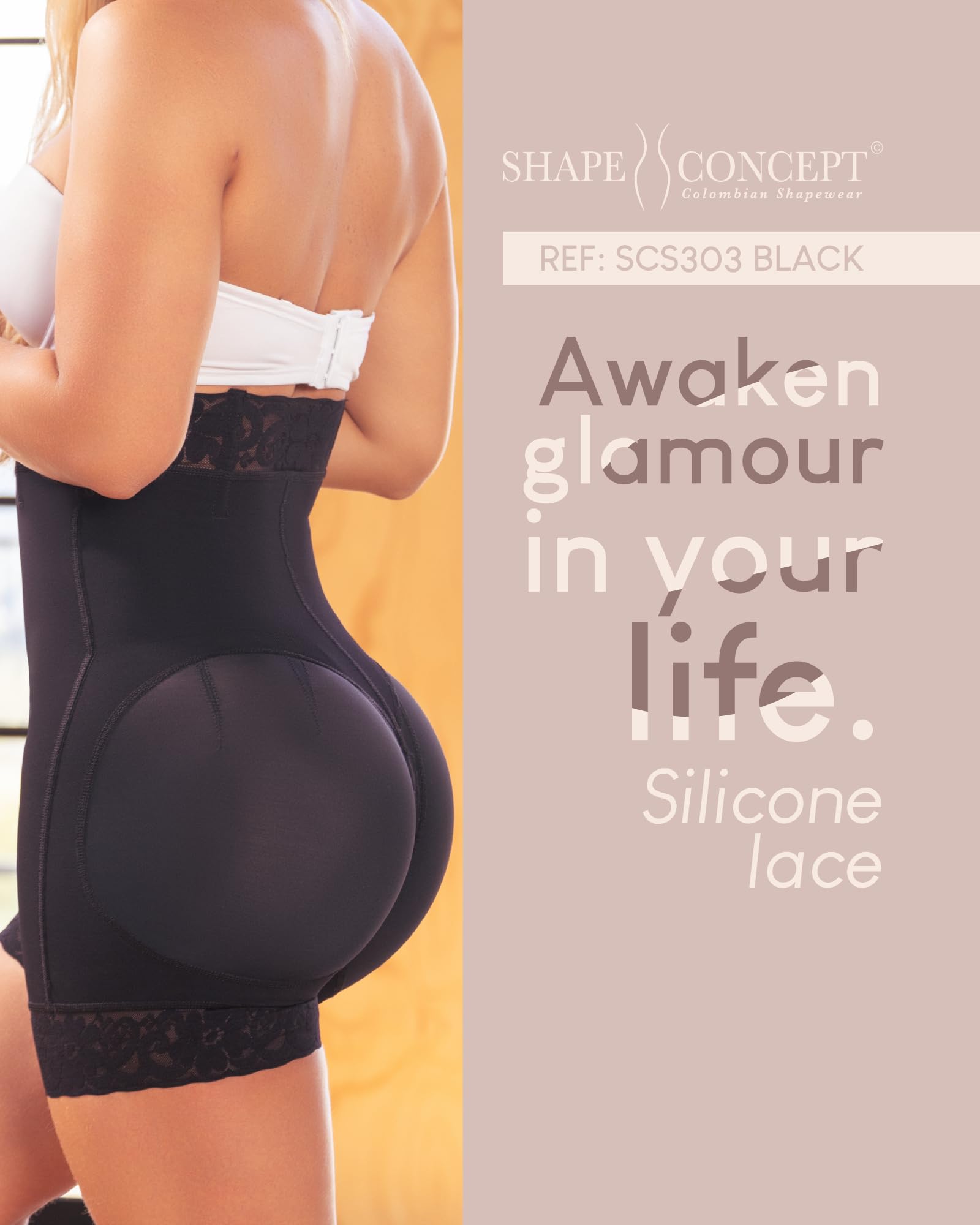**Shape Concept Butt Lifting Shorts for Women – High Compression Tummy Control Shapewear – Perfect for Workouts, Yoga & Everyday Wear**