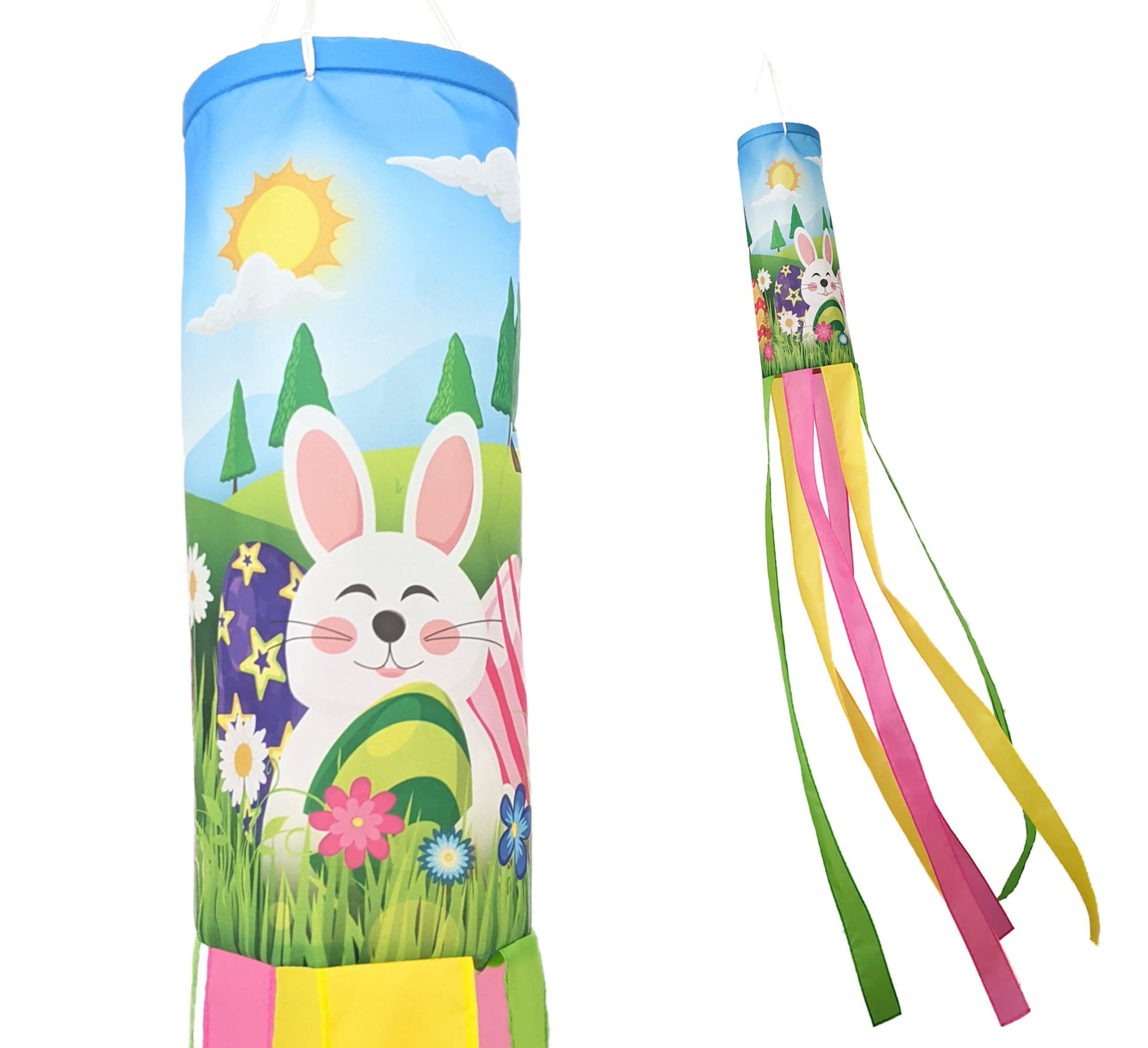 Madrona Brands Spring Easter Bunny Windsock - Durable Outdoor Hanging Decoration for Yard, Garden, Deck & Patio | 60 Inch Easter Decor | Perfect for Spring Parties, Easter Celebrations & Outdoor Decorations