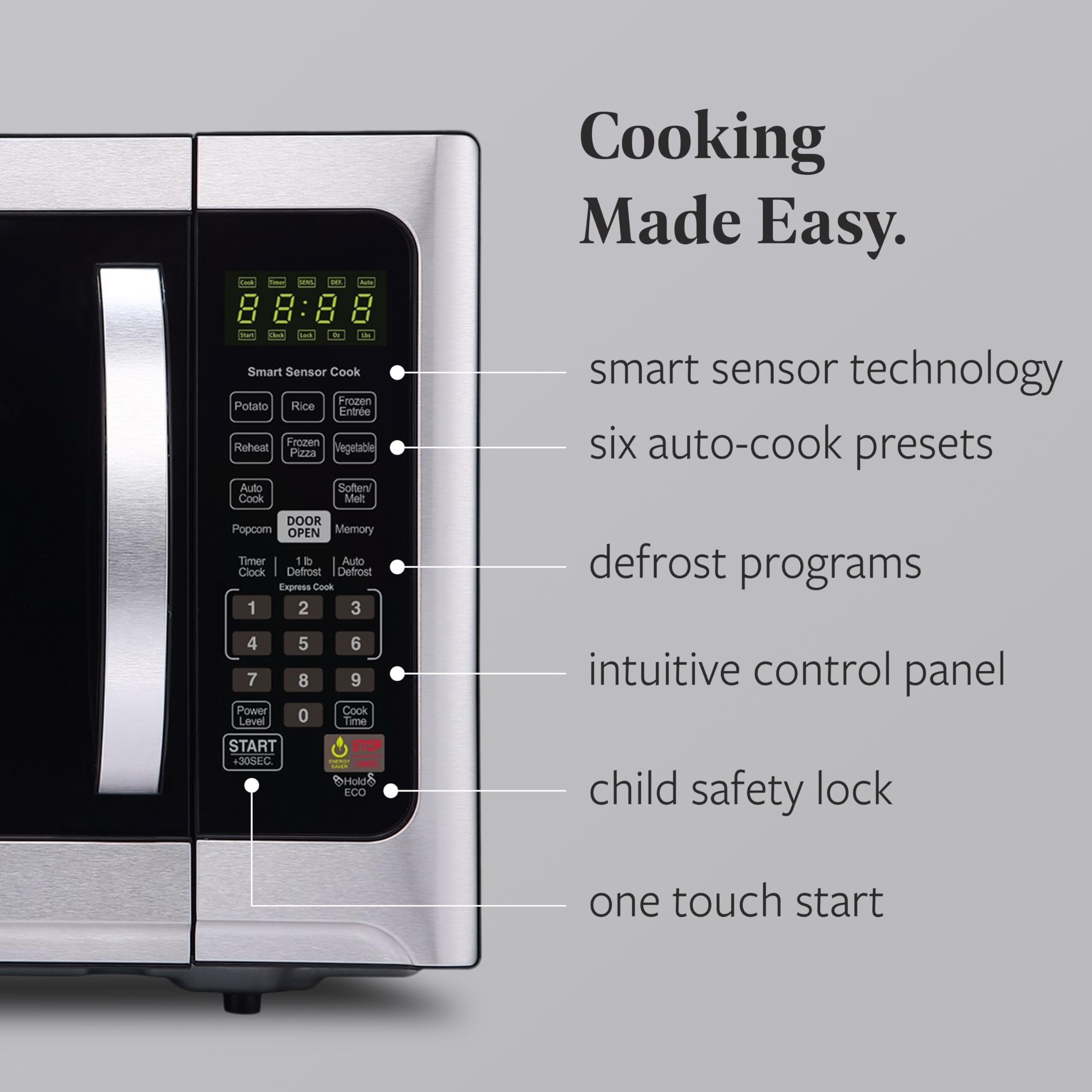 Farberware 1.2 cu. Ft Stainless Steel Countertop Microwave Oven with Sensor Cooking Technology - Perfect for Small Kitchens, Dorms & Office Break Rooms