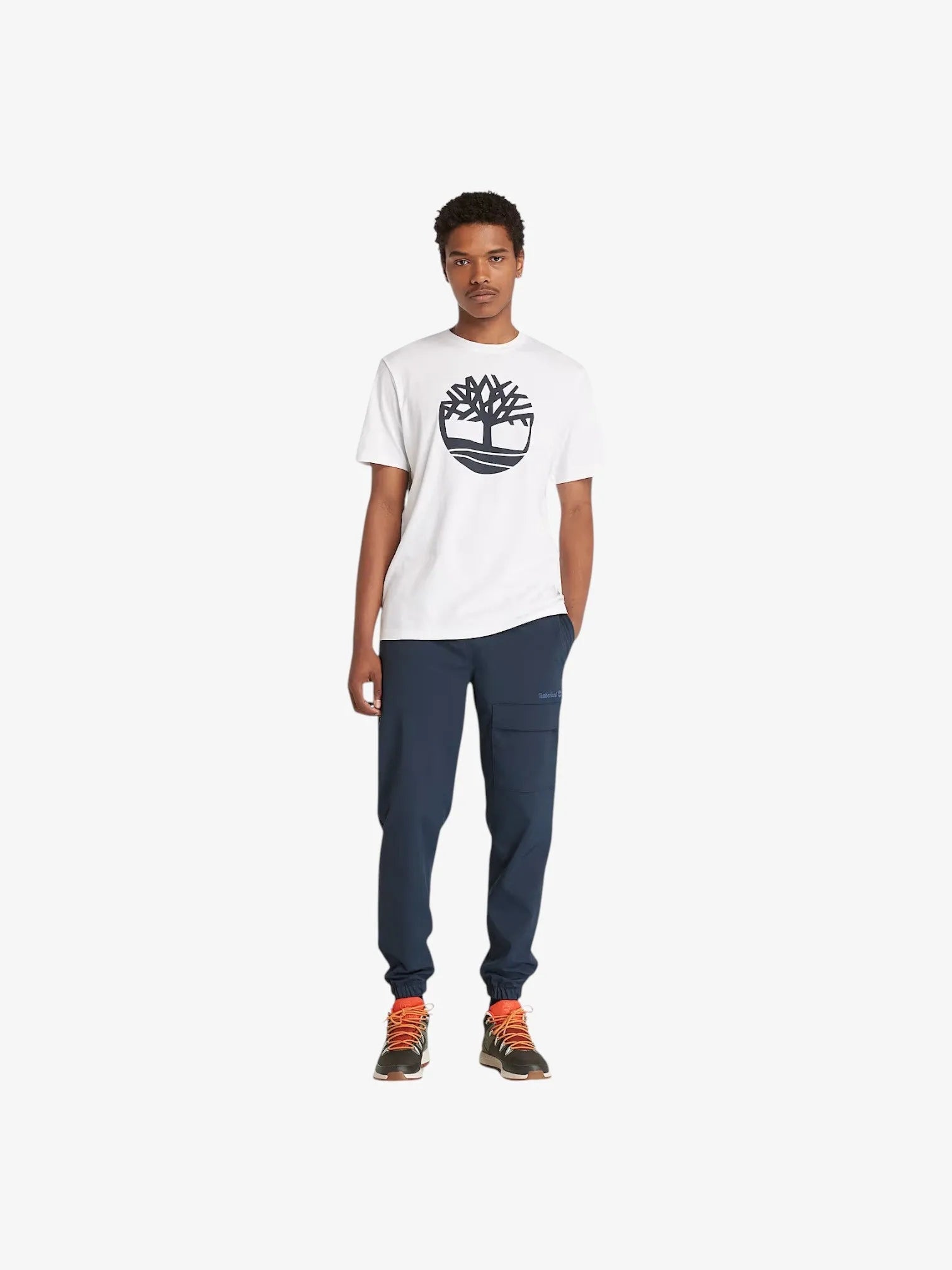 Timberland Kennebec River Tree Logo White T-Shirt for Men - Casual Comfort Fit Cotton Tee for Outdoor Adventures & Everyday Wear