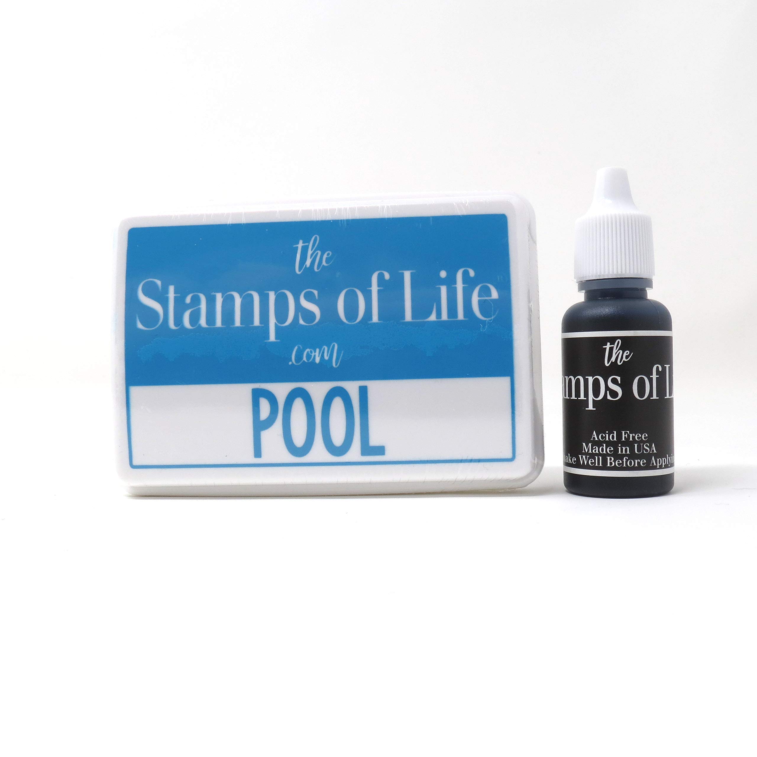 Premium Stamp Ink Pad and Refill Combo Pack for Card Making, Scrapbooking & DIY Crafts - High-Quality Pool Color Ink by The Stamps of Life - Perfect for Handmade Greeting Cards, Journals and Paper Crafts