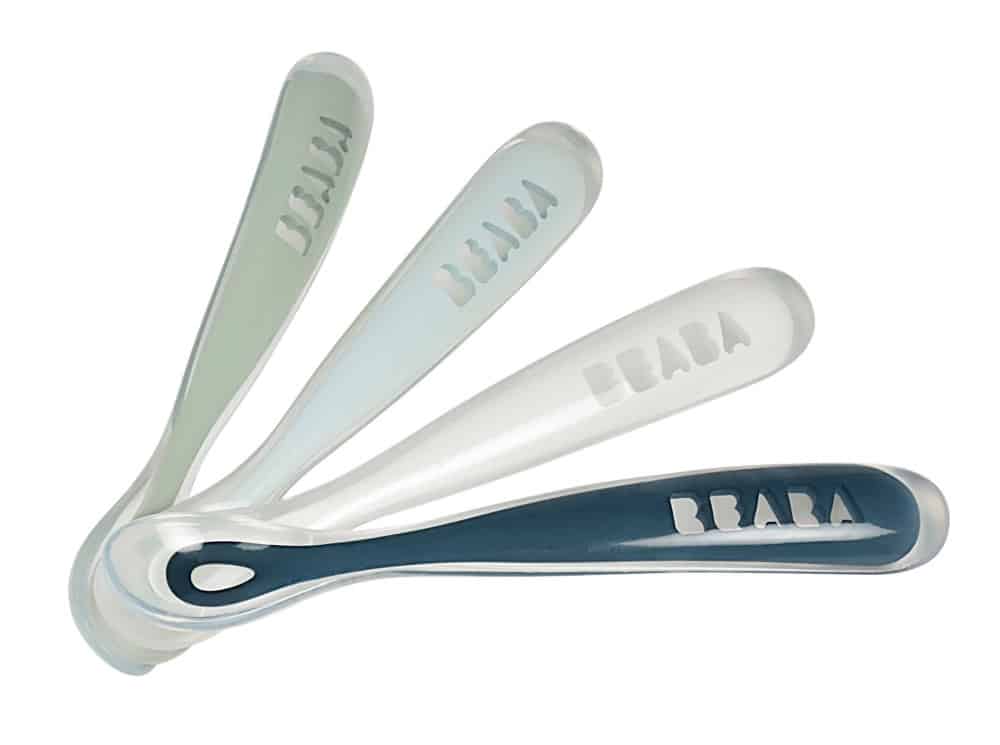 BEABA First Foods Silicone Baby Spoons - Set of 4 Soft Feeding Utensils for Infants | Perfect for Baby-Led Weaning & First Solid Foods