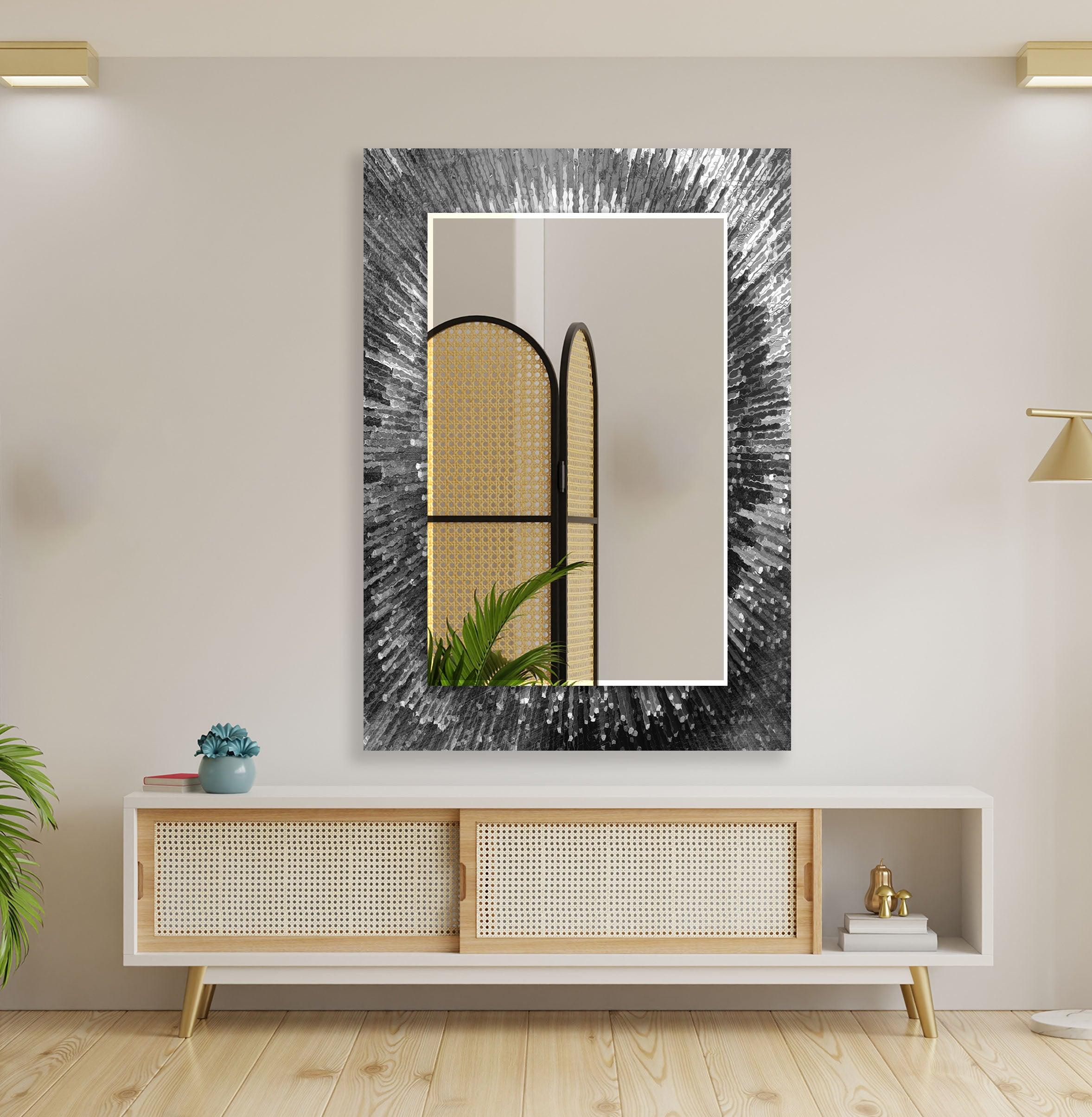Stylish Black Splash Wall Mirror - Modern Decorative Bathroom & Living Room Mirror for Home Decor - Perfect for Vanity, Entryway, and Bedroom Accent