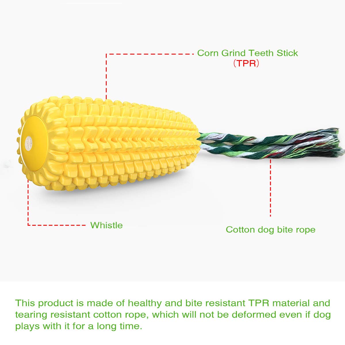 Acecy Indestructible Dog Chew Toys for Puppies, Small Medium Large Breeds - Corn Stick Squeaky Teething Toy for Boredom Relief | Durable Playtime, Training Reward, Interactive Fun