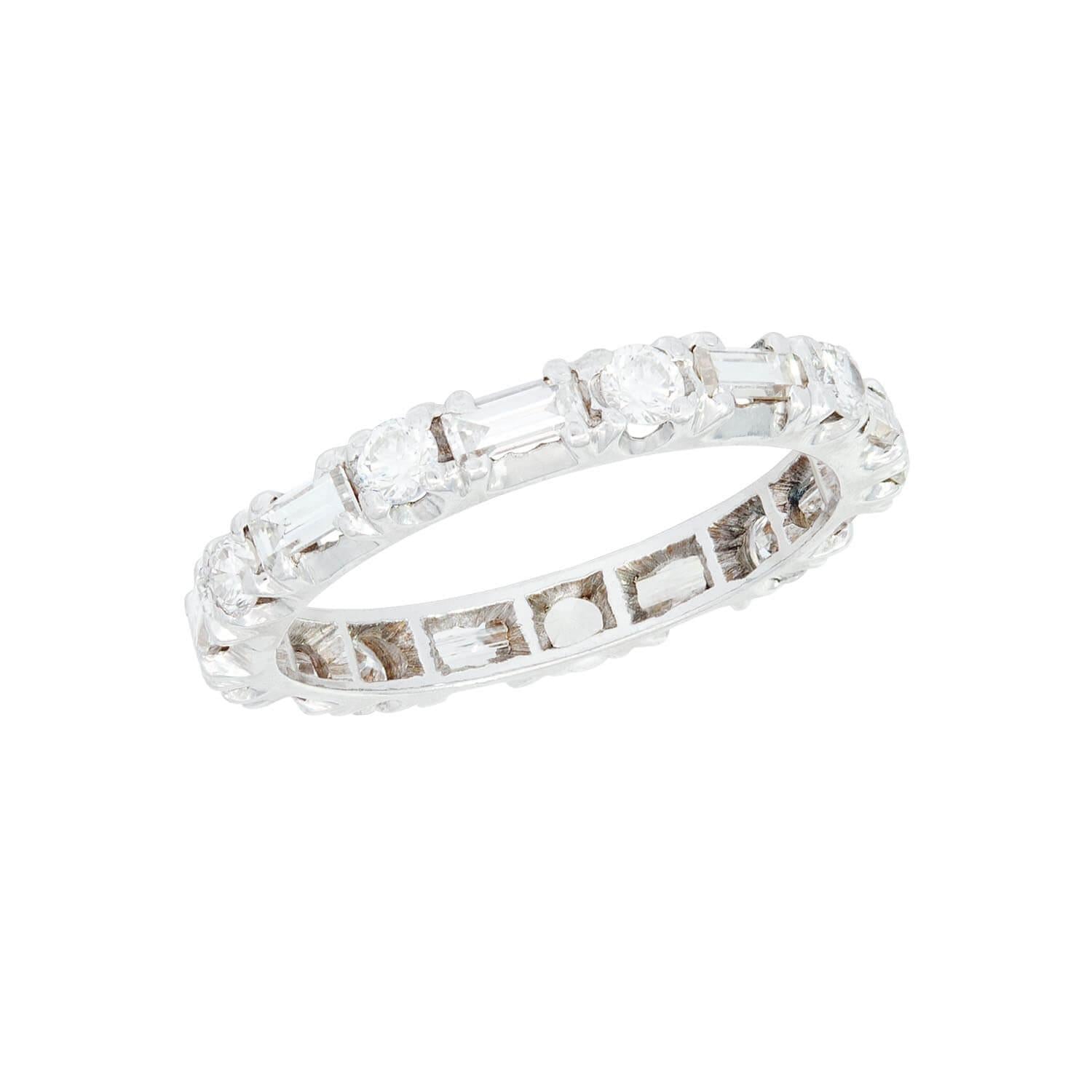 Platinum Mixed Cut Diamond Eternity Band for Women - Wedding, Anniversary & Special Occasion Jewelry Gift
