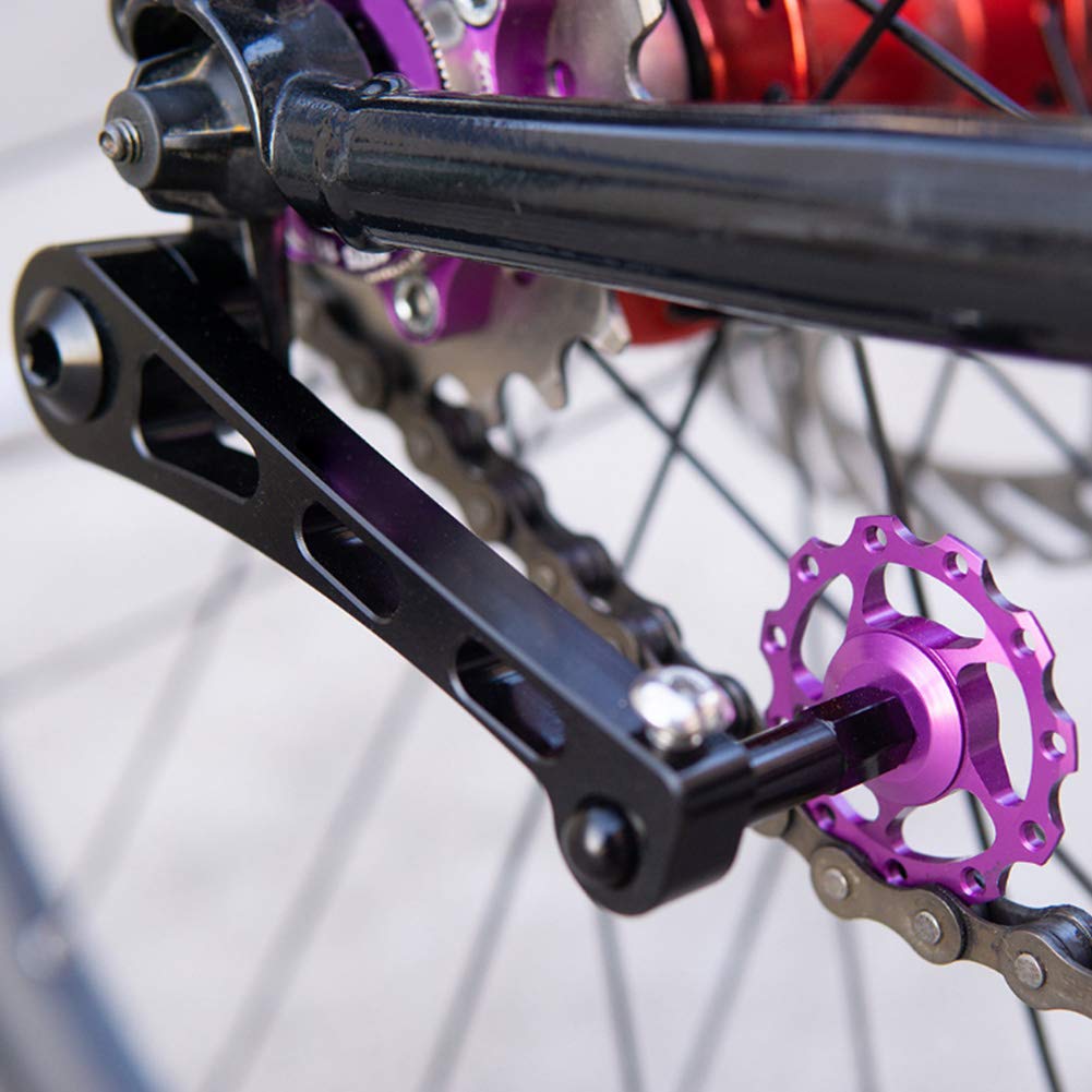 JIANWEI Aluminum Alloy Bike Chain Tensioner & Guide - Single Speed Chain Protector for MTB & Road Bikes - Adjustable Converter (Black) | Perfect for Mountain Biking, Road Racing & Urban Commuting