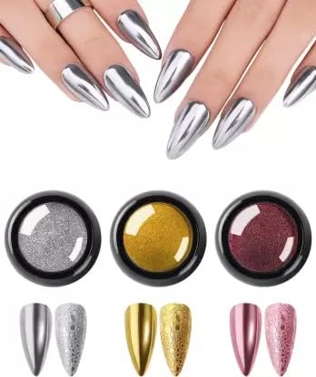 Sminakh 1 Pack Chrome Nail Powder Set - Metallic Mirror Effect Nail Art Powder for Glitter & Shiny Nails - Multicolor Chrome Polish for Professional & DIY Manicure - Perfect for Salon, Home Use & Nail Art Designs