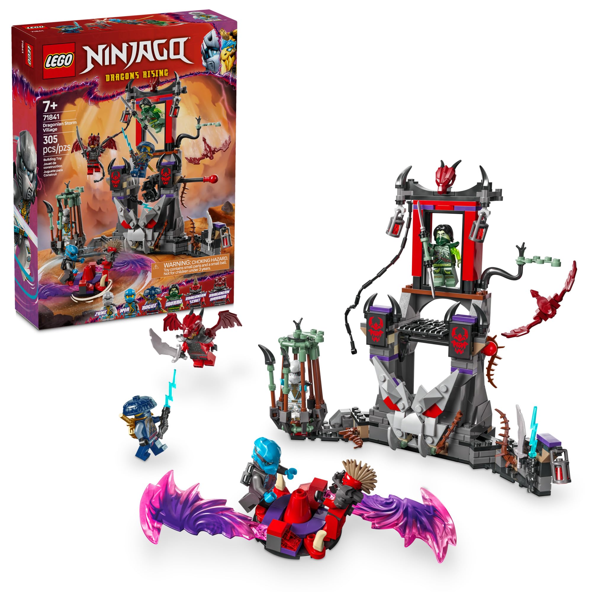 LEGO NINJAGO Dragonian Storm Village Building Set (71841) - 6 Ninja Minifigures with Spinner Toy - Creative Construction Playset for Kids Ages 7+ - Perfect Birthday Gift for Boys & Girls - Great for Pretend Play & Collectible Display