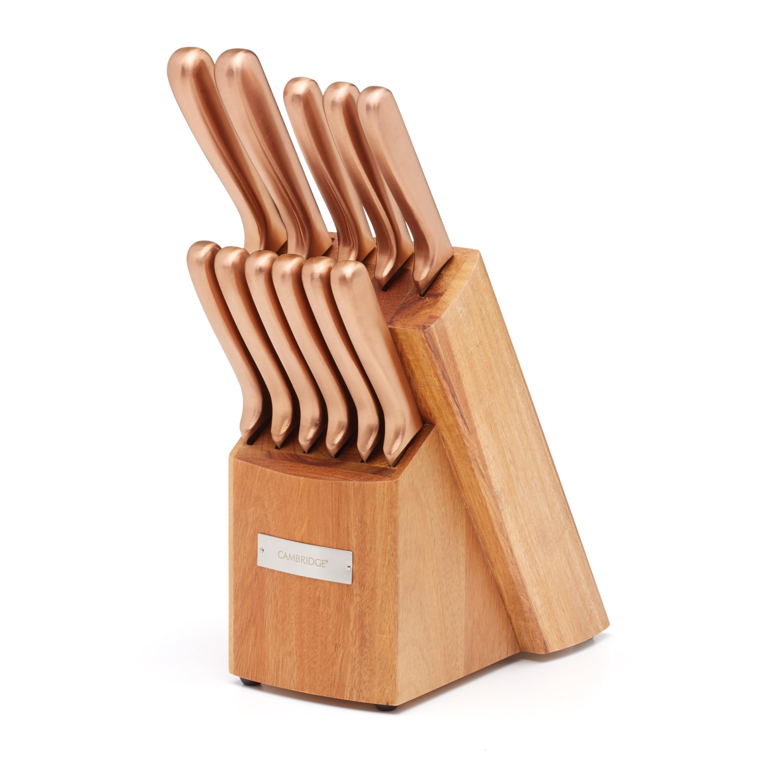 Cambridge Silversmiths Rame 12-Piece Stainless Steel Cutlery Set with Wooden Block - Elegant Flatware for Dinner Parties, Weddings & Formal Dining