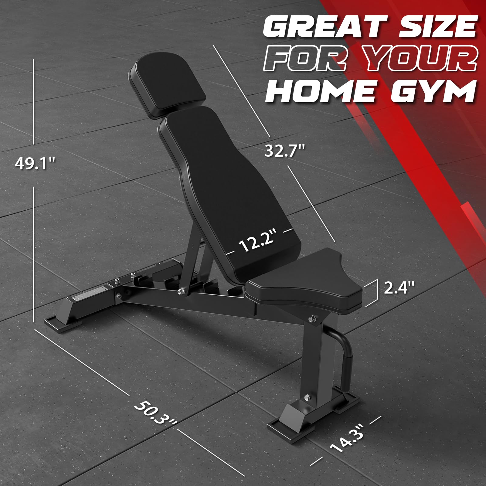 Mikolo Adjustable Weight Bench for Strength Training - 7 Back Positions for Full Body Workout | Home Gym Equipment for Men & Women | Perfect for Weight Lifting, Dumbbell Exercises & Home Fitness Routines