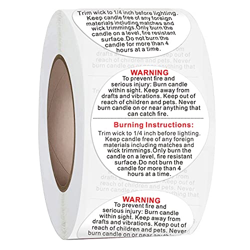 500pcs Candle Warning Labels - Round Wax Melting Safety Stickers for Candle Jars & Votives - Heat Resistant Decals for DIY Candle Making, Home Decor & Gifts