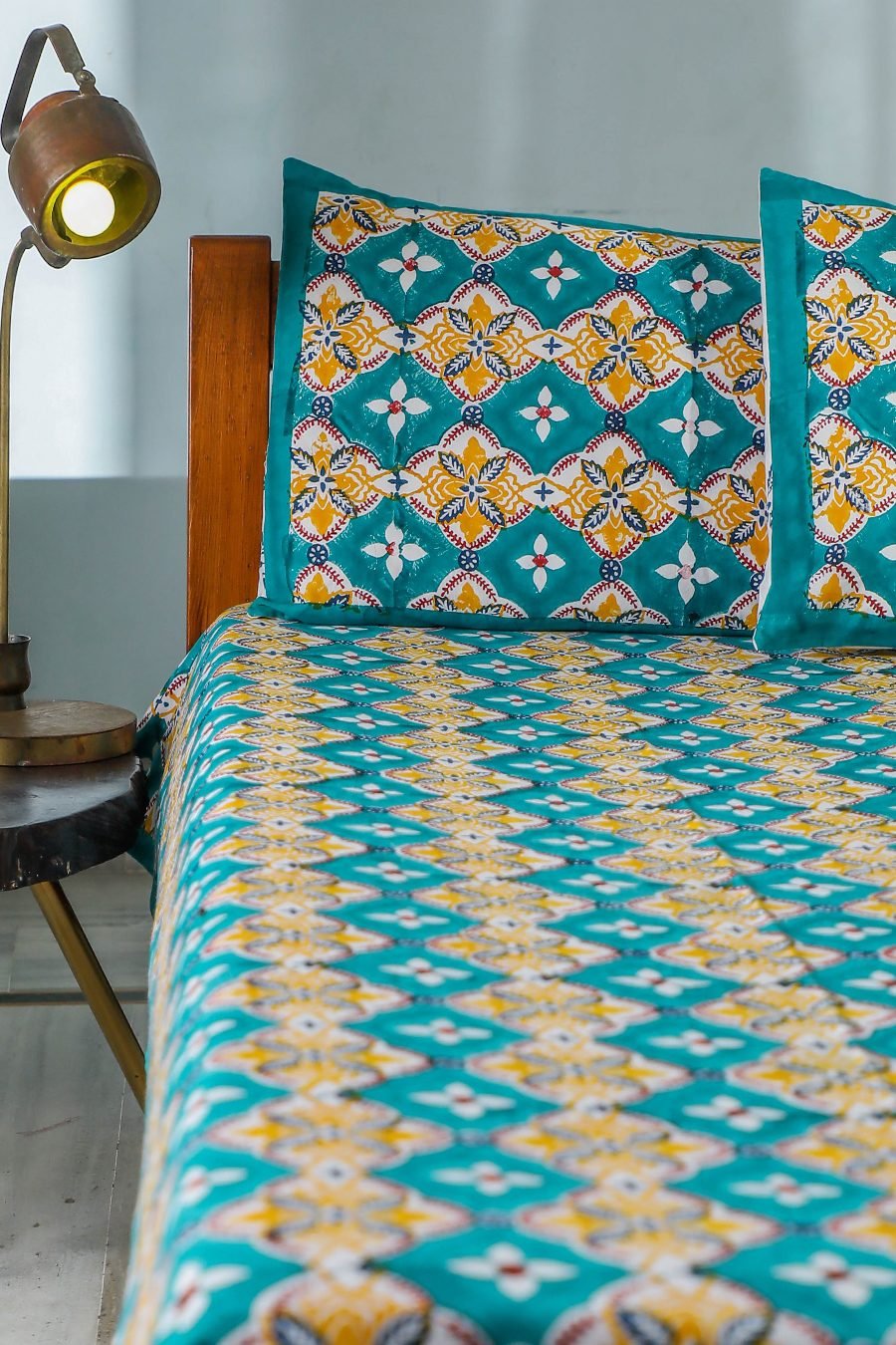 Rainbow Cassata Handblock Printed Cotton Bedsheet - Vibrant Indian Cotton Bedding Set for Queen Size Bed | Perfect for Boho Chic Bedroom Decor & Guest Room Makeover