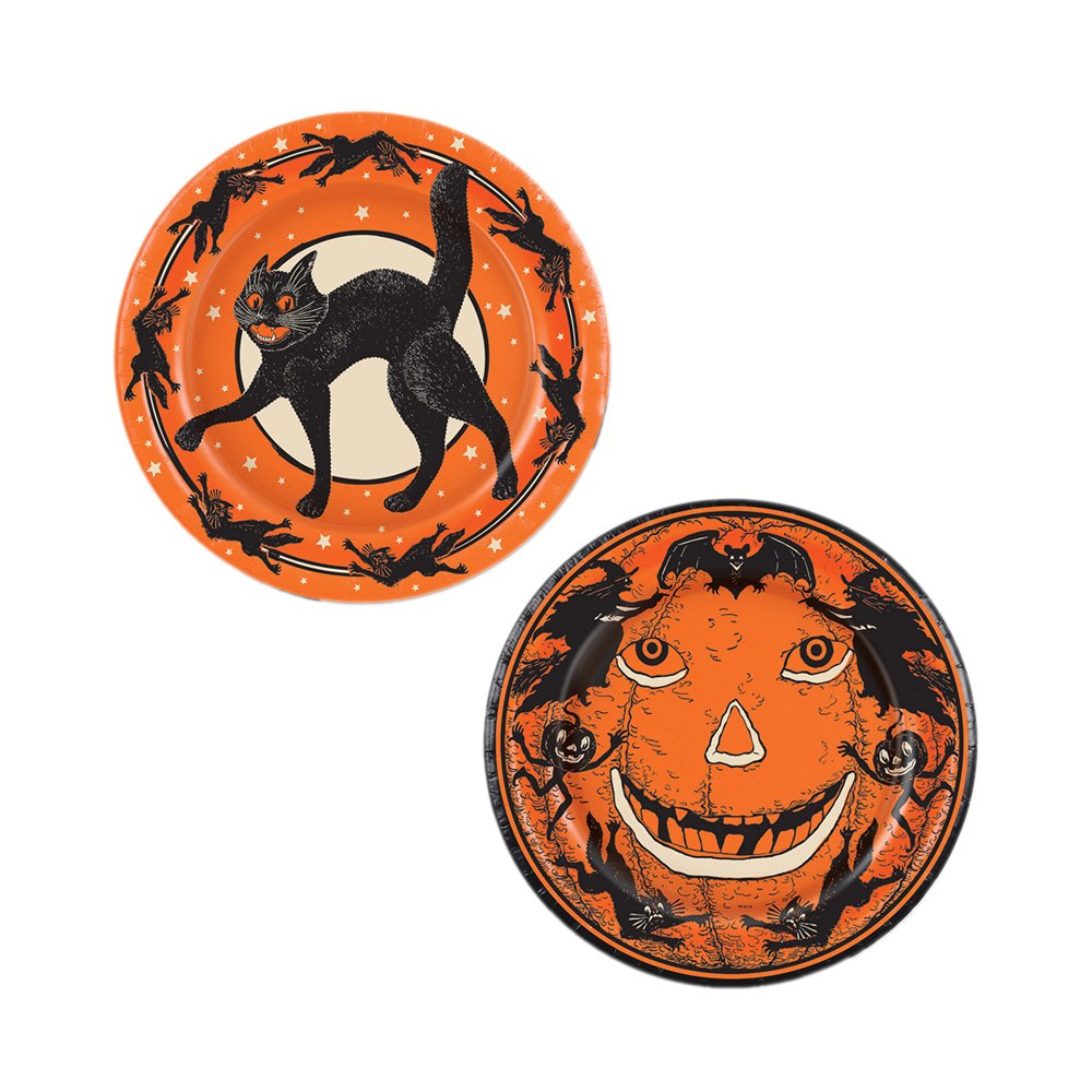 Beistle 08002 Halloween Party Plates - Set of 12 Disposable Dinner Plates for Halloween Decorations, Trick or Treat, Spooky Themed Parties & Celebrations