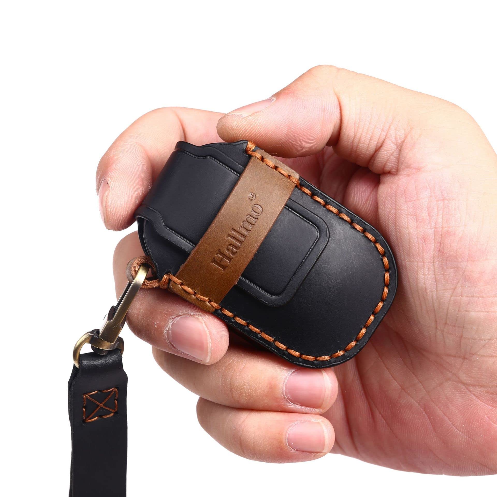 ontto Genuine Leather 5-Button Car Key Cover with Keychain - Stylish Key Fob Case Compatible with Honda Civic & Accord 2022 (Black) - Premium Protection for Your Vehicle Remote | Perfect for Daily Use, Travel & Key Organization