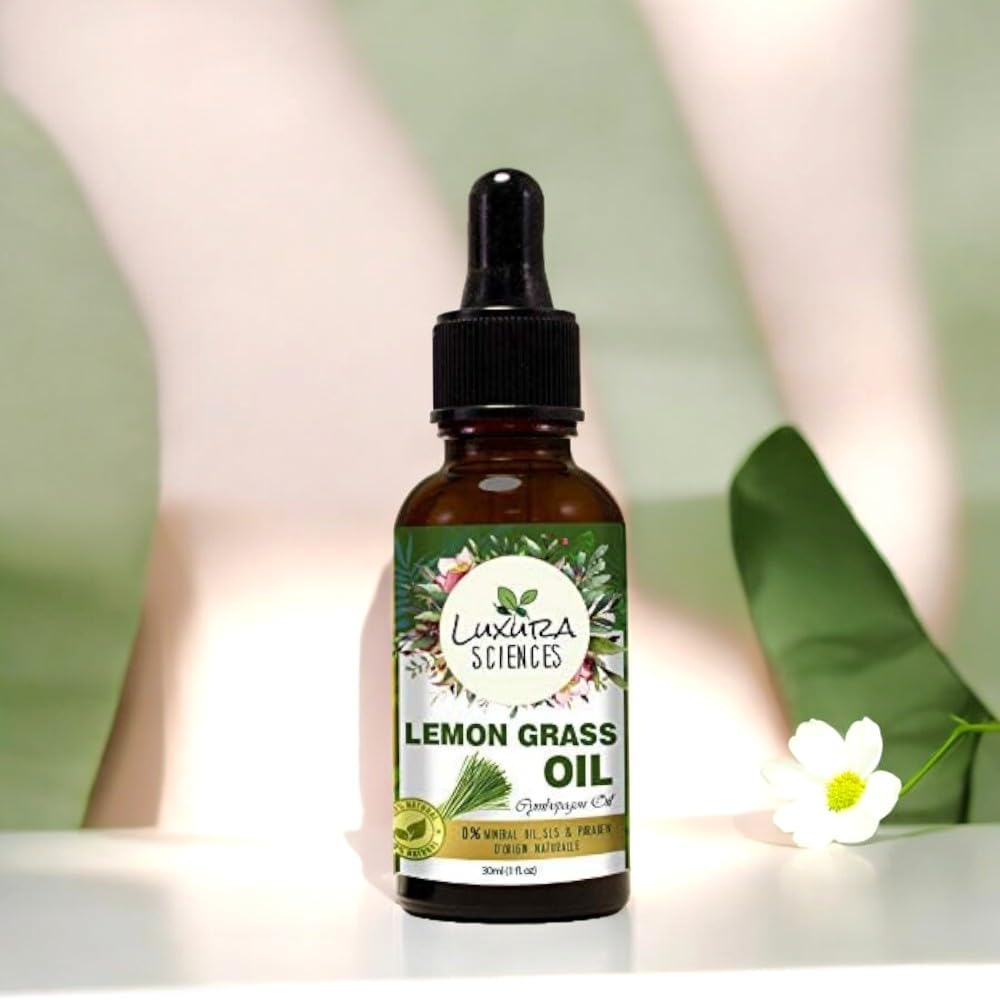 Luxura Sciences 100% Pure Lemongrass Essential Oil 30ml - Steam Distilled, Therapeutic Grade for Aromatherapy, Skin & Hair Care - Natural Home Freshener with Dropper - Perfect for Diffusers, Massage & DIY Beauty Products