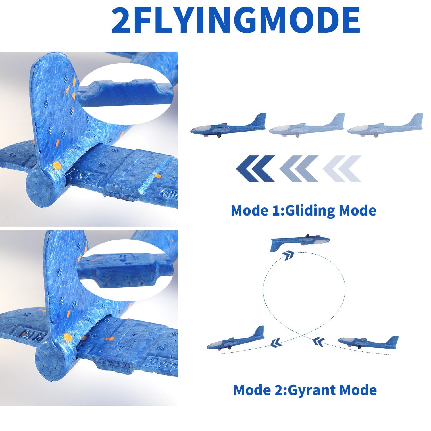 3 Pack LED Foam Glider Catapult Plane Toys - 2 Flight Modes Airplane Launcher for Kids Ages 3-12 | Outdoor Flying Toys for Boys & Girls | Birthday Gifts, Backyard Games, Park Activities (3 Colors)