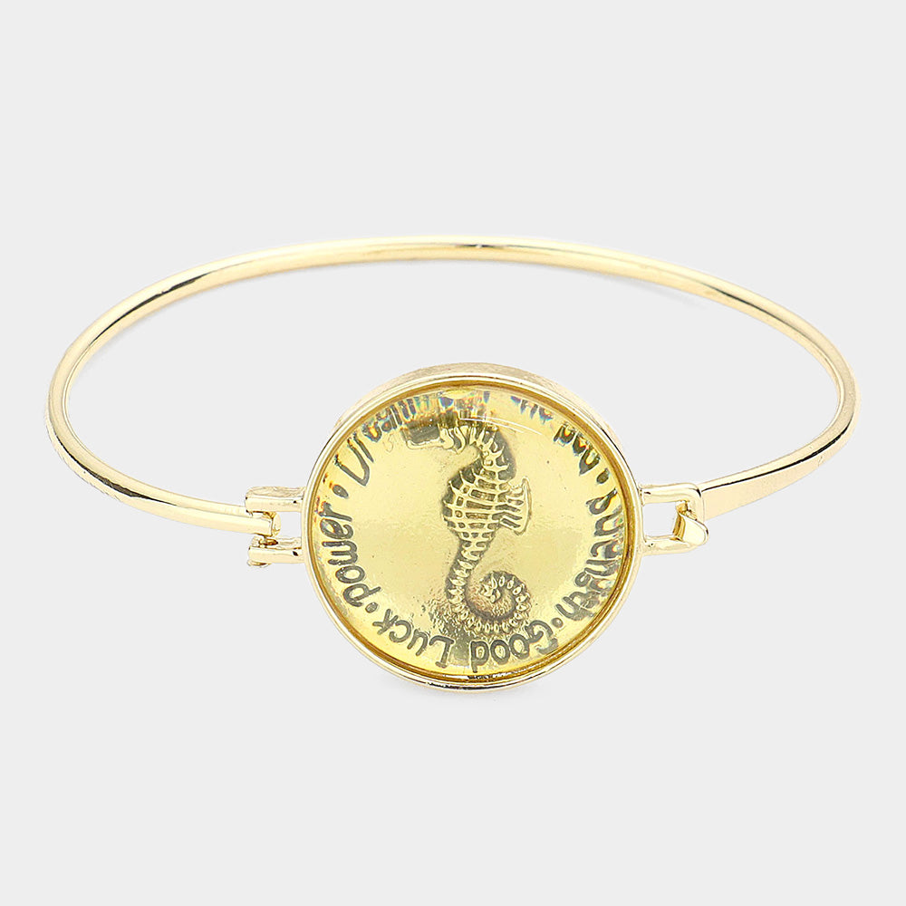 Strength & Good Luck Seahorse Hook Bracelet - Adjustable Bangle for Women & Men - Spiritual Protection & Positive Energy Jewelry - Perfect for Daily Wear, Gifts & Meditation