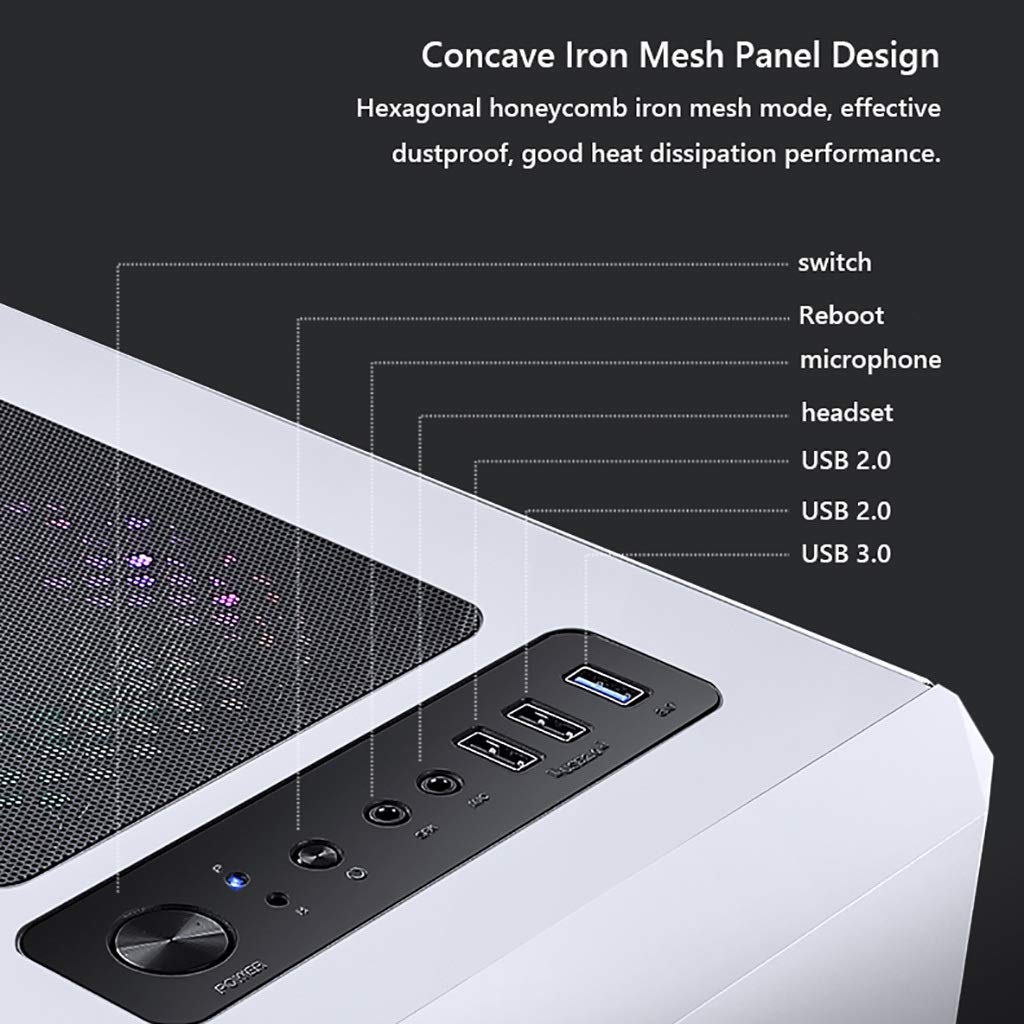 Mid-Tower ATX Gaming PC Case with Acrylic Side Panel, USB 3.0 Ports & RGB Fans - Compatible with M-ATX/ITX Motherboards, Water Cooling Ready (White, 6 Fan Setup) - Perfect for Esports, Streaming & High-Performance Gaming Rigs