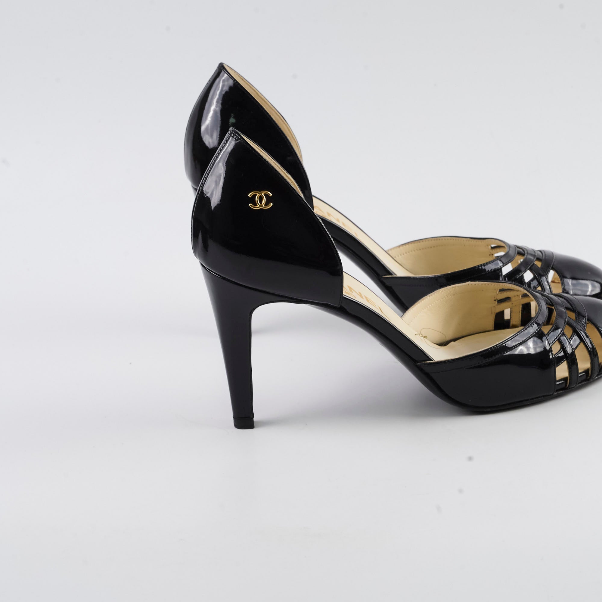 Chanel Patent Leather High Heels - Black Size 38 for Women | Luxury Designer Pumps for Evening Parties & Formal Events