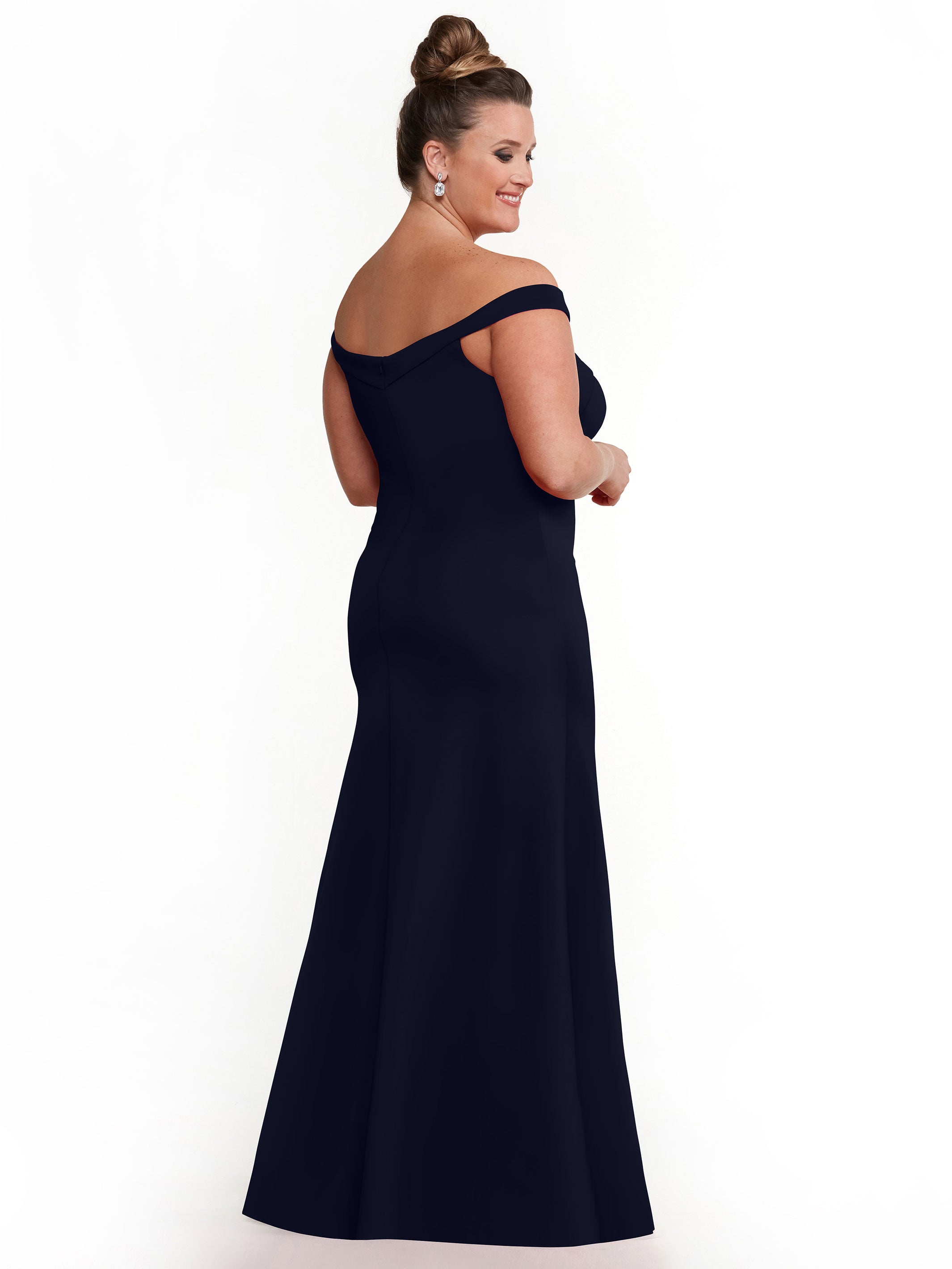 Elegant 83048 Double Knit A-Line Bridesmaid Dress with Off-the-Shoulder Sleeves - Perfect for Weddings, Formal Events & Special Occasions