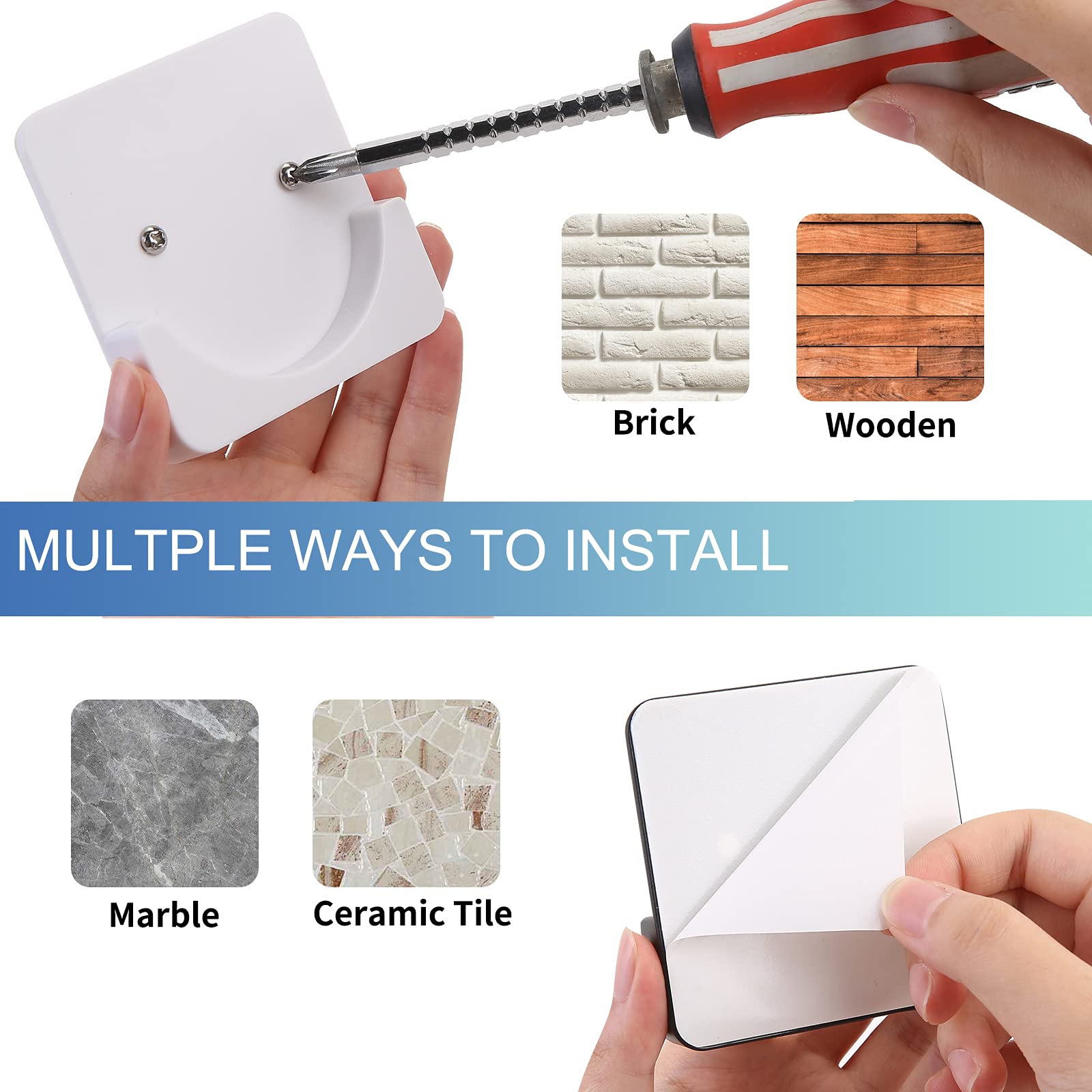 No Drill Adhesive Shower Curtain Rod Tension Holder - 2 Pack Stick-On Bathroom Rod Mount Retainer for Tile, Glass & Wall - Perfect for Renters & Small Spaces (Shower Rod Not Included) | Easy Installation & Space-Saving Solution