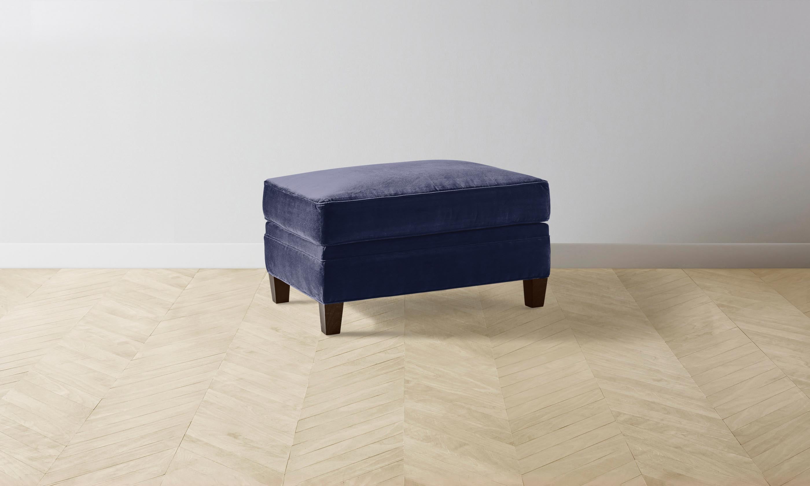 Luxury Carmine Ottoman with Performance Velvet Upholstery in Midnight Blue - Perfect for Living Room, Bedroom, or Home Office Decor