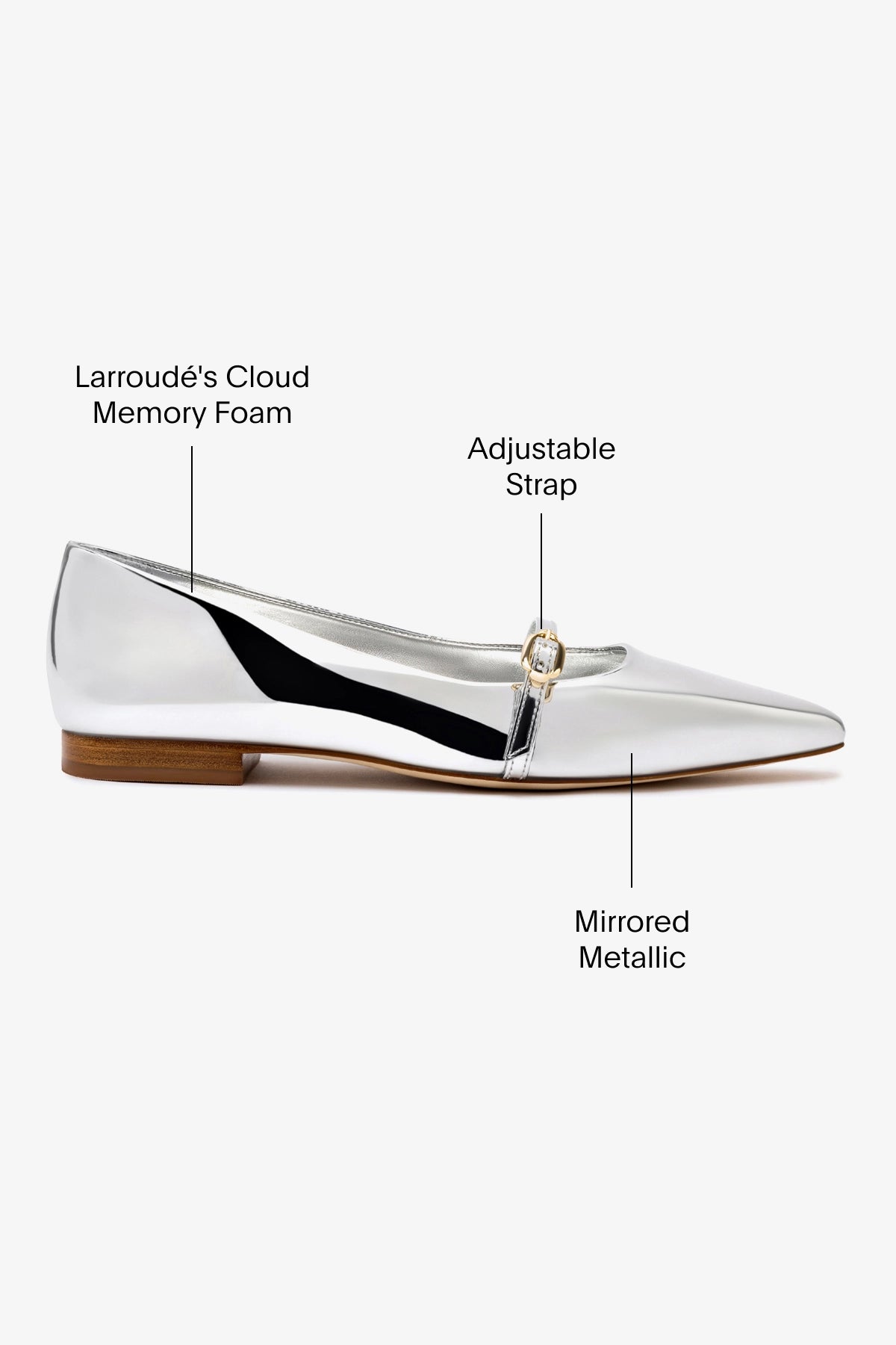 Irene Flat Shoes in Silver Specchio - Stylish & Comfortable Women's Flats for Work, Office & Casual Wear
