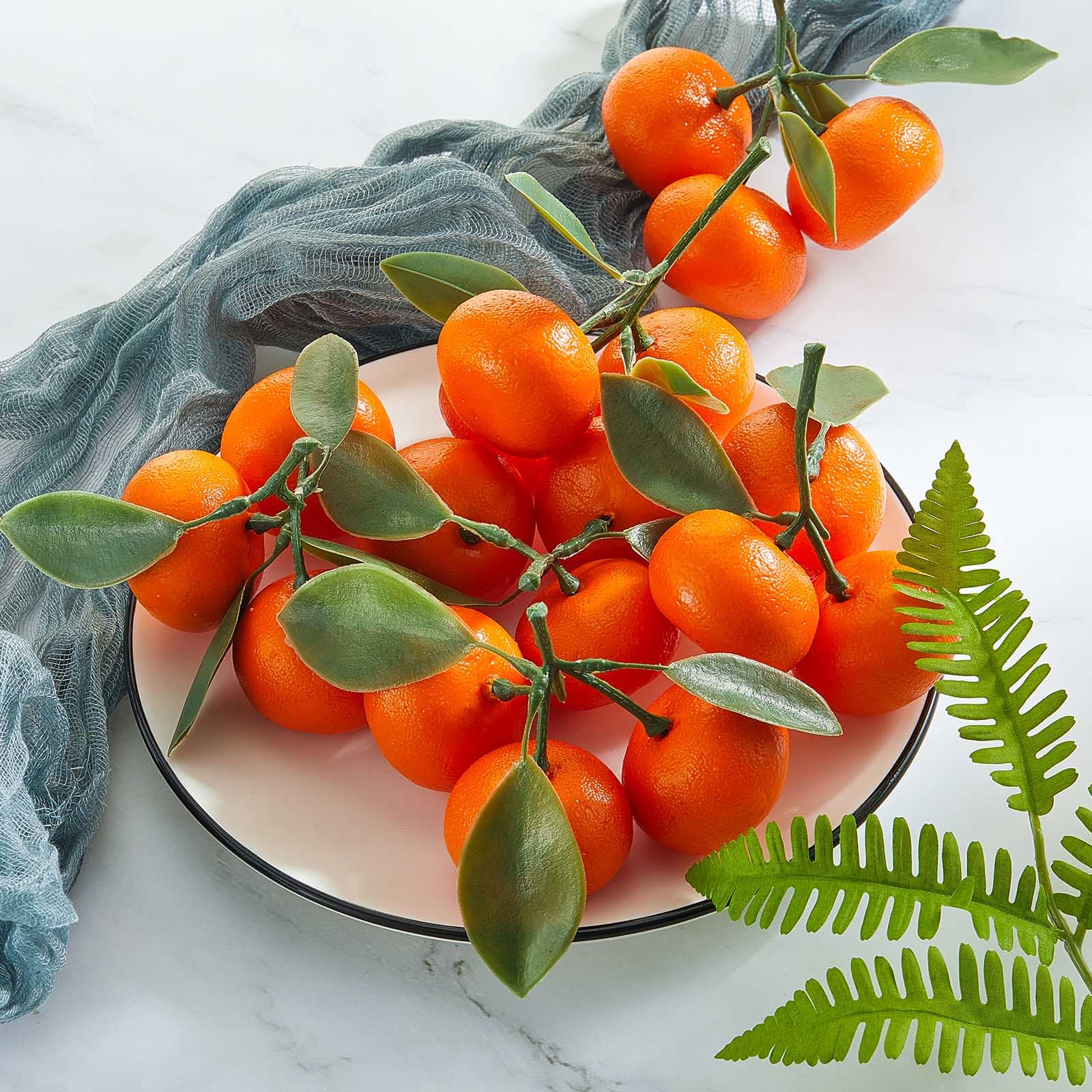 WILLBOND 15-Piece Artificial Mini Orange Cluster - Realistic Fake Tangerine Decor for Kitchen Table, Fruit Bowl & Party Tray - Perfect for Home, Wedding, Thanksgiving & Christmas Decoration
