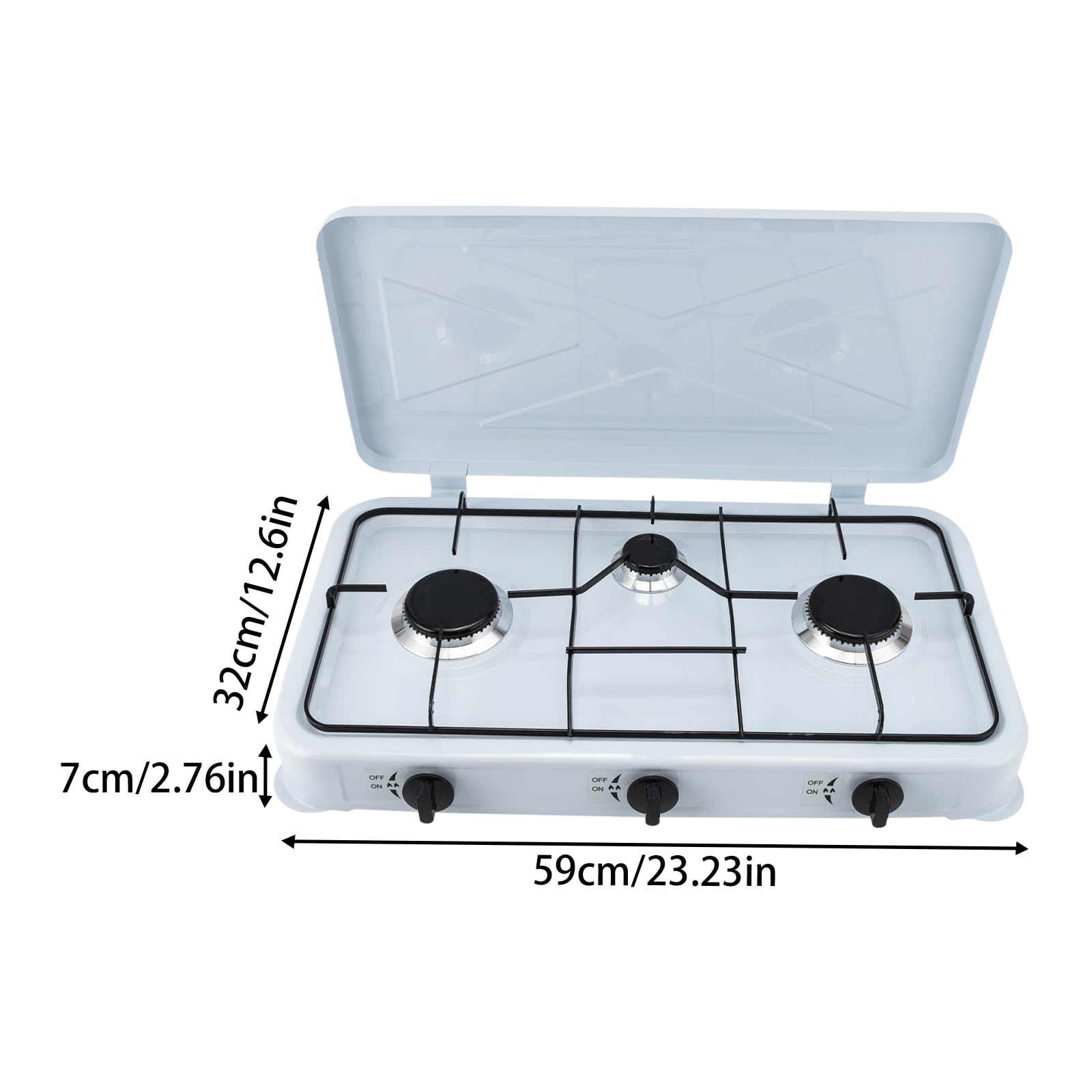 3 Burner Propane Gas Cooktop with Wind Blocker - Portable Camping Stove with Auto Ignition for RV, Apartment & Outdoor Cooking | Perfect for Camping Trips, Tailgating & Emergency Preparedness