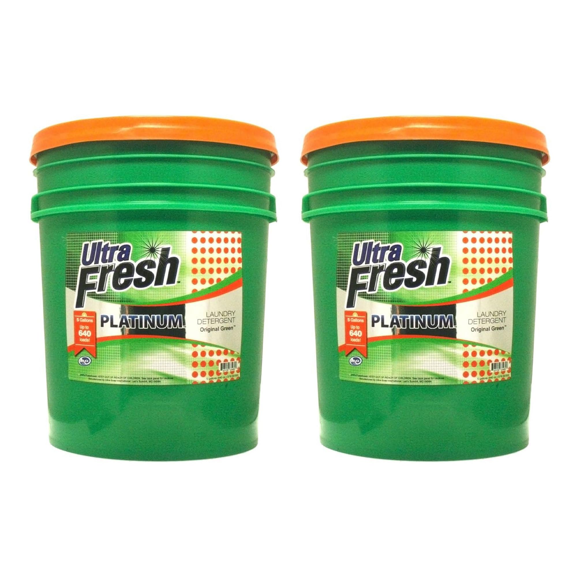 6X Platinum 5 Gallon Laundry Detergent Liquid for All Washing Machines - Easy Dispensing Pump, 640 Loads Capacity, Original Green (2 Pack) - Perfect for Large Families & Commercial Laundry Use