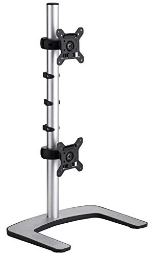 ATDEC VFS-DV Visidec Freestanding Dual Vertical Monitor Stand for 16-24 Inch Screens - Perfect for Home Office, Gaming Setup & Workspace Organization