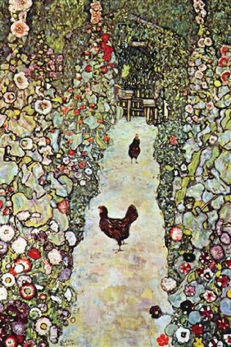 Gustav Klimt Garden Path with Chickens Peel & Stick Wall Decal - 16x24 Inch Removable Wall Art for Home Decor, Nursery, Bedroom & Office