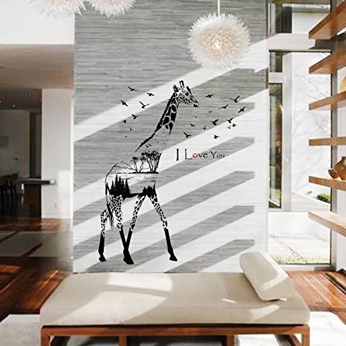 Removable Vinyl Wall Decal - Giraffe Nursery Wall Stickers for Baby Girls Room, Inspirational Quote Home Decor - Perfect for Nursery, Kids Bedroom & Playroom Decorations