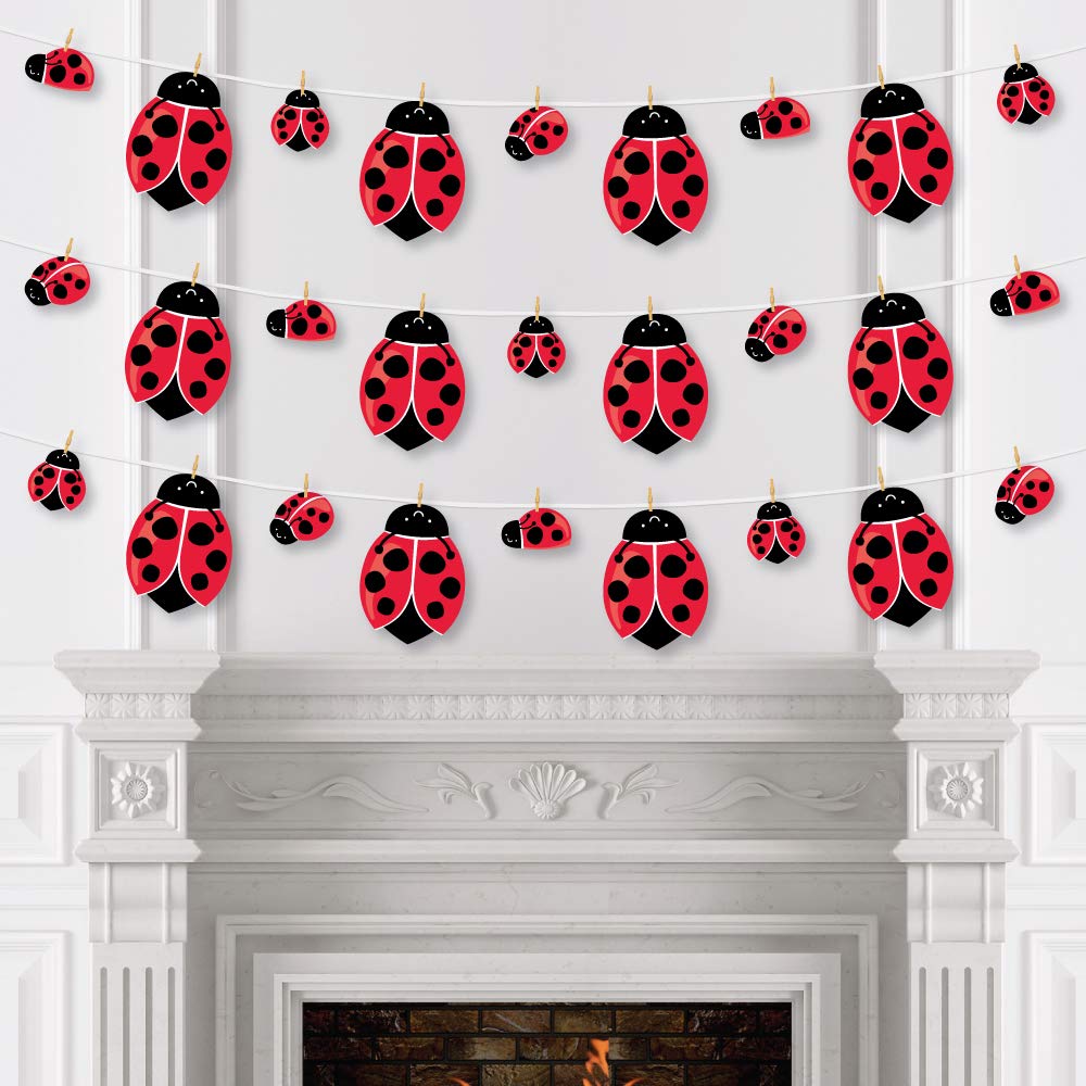 Happy Little Ladybug DIY Decorations - 44-Piece Clothespin Garland Banner for Baby Showers & Birthday Parties | Perfect for Nursery, Kids Room & Party Backdrop Decor