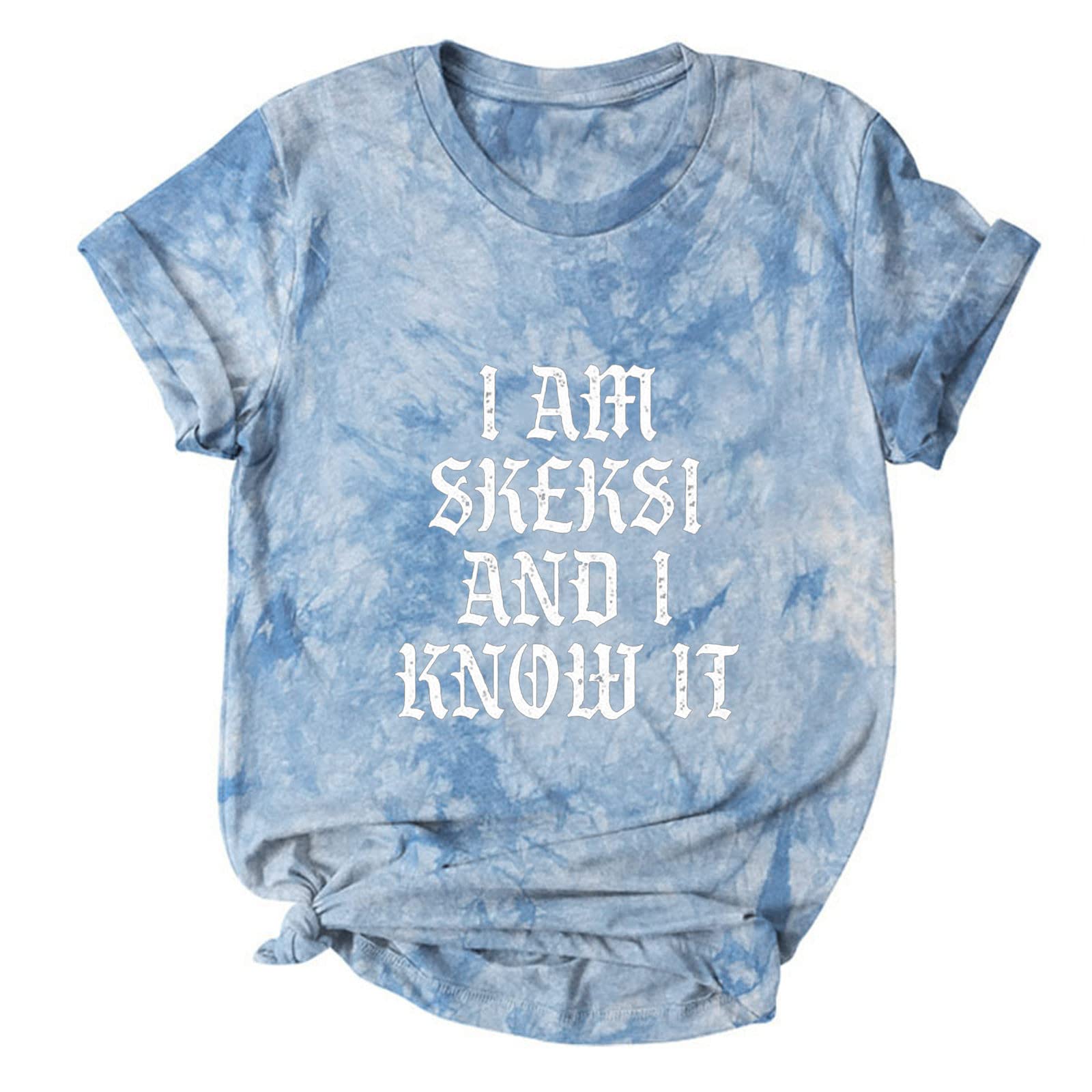 Women's Summer Short Sleeve Graphic T-Shirts - Cute Funny Letter Printed Casual Tie Dye Tops | Perfect for Beach Outings, Parties & Everyday Wear