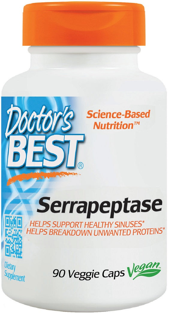Doctor's Best Serrapeptase 40,000 SPU - 90 Vegetarian Capsules for Joint Support & Inflammation Relief - Supports Respiratory Health & Circulation