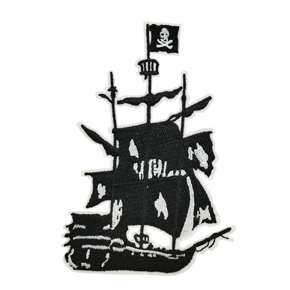 Pirate Ship Embroidered Iron-On Patch - Cute Boat Design for DIY Clothing, Bags & Hats - Perfect for Costumes, Crafts & Gifts