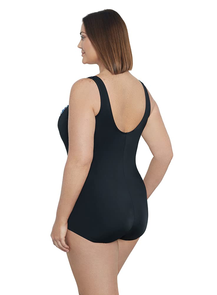 Penbrooke Shape Solver Women's Plus Size One Piece Swimsuit with Shirred Front & Princess Seams - Flattering Swimwear for Curvy Women | Perfect for Beach Vacations, Pool Parties & Summer Getaways