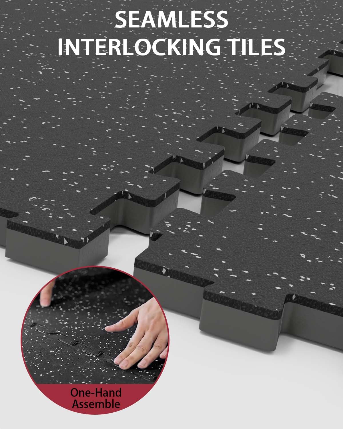 Premium 0.56 Inch Thick EVA Foam Gym Flooring Mats - Interlocking Puzzle Rubber Exercise Mat for Home Gym Equipment Protection | Ideal for Weightlifting, Yoga & Cardio Workouts