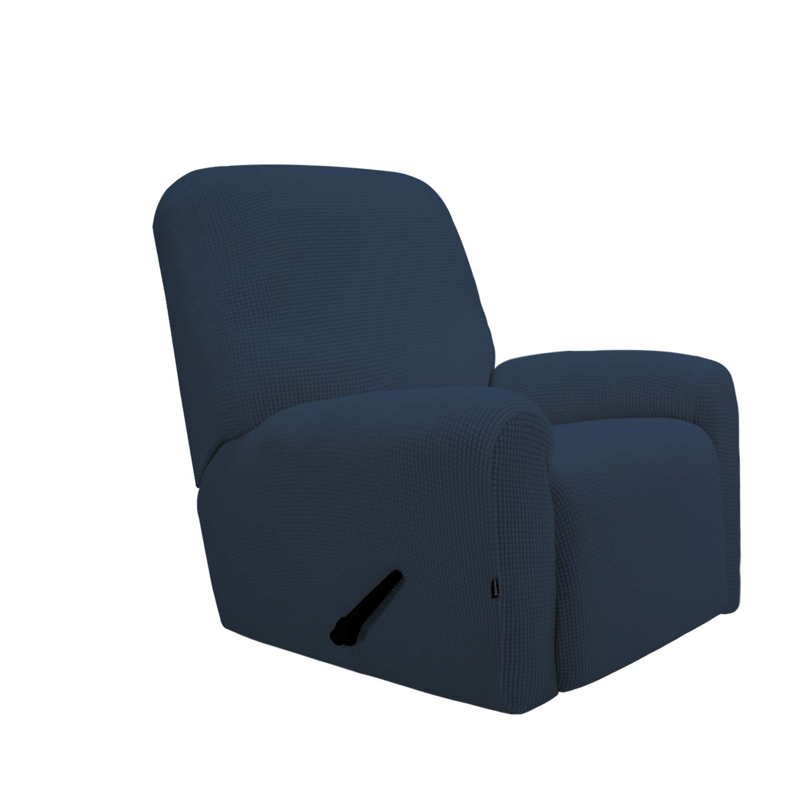 PureFit Stretch Recliner Sofa Slipcover with Pocket - Spandex Jacquard Non-Slip Sofa Cover, Washable Elastic Furniture Protector for Kids & Pets (Dark Blue) - Perfect for Living Room, Home Theater & Nursery Protection