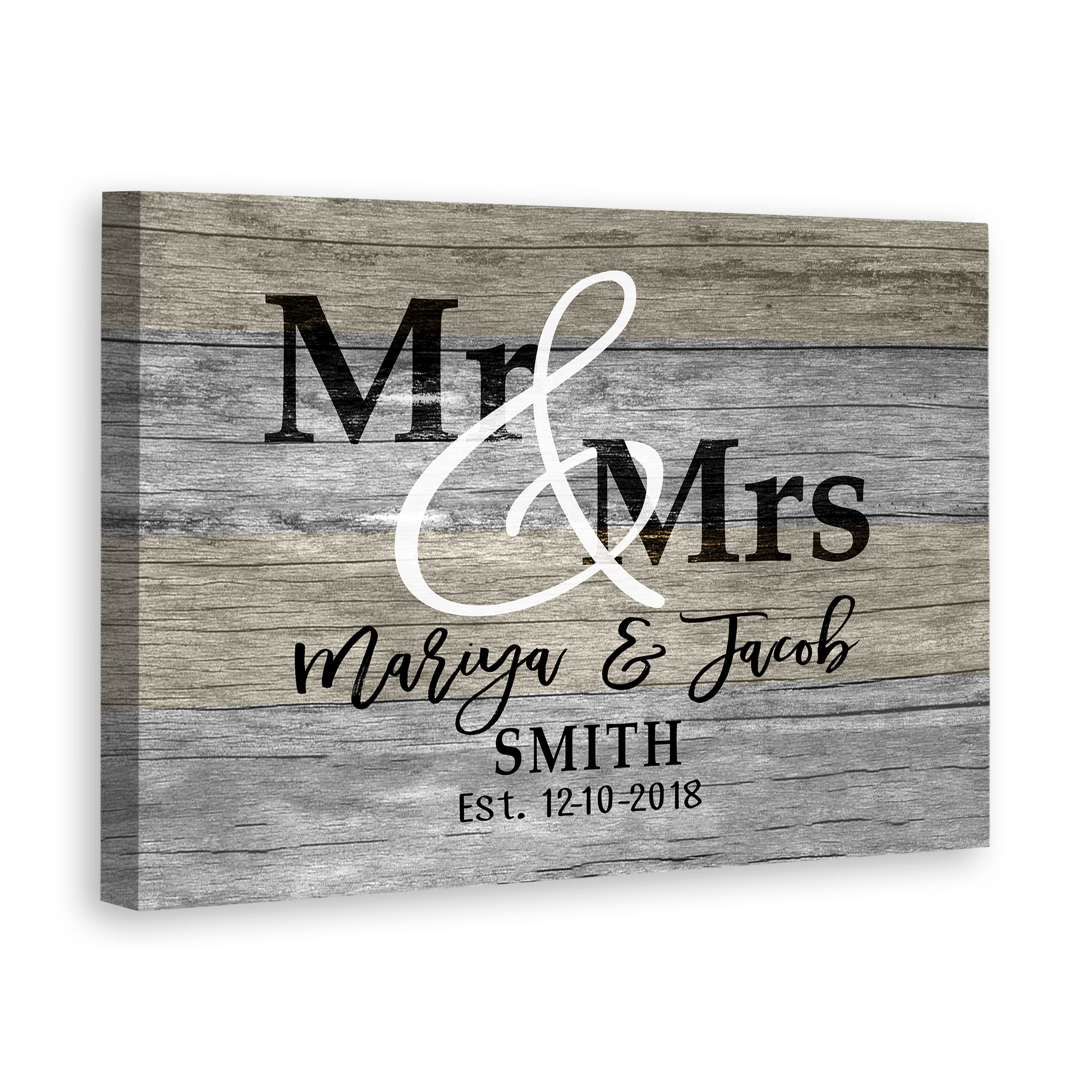 Personalized Mr & Mrs Canvas - Custom Couple Home Decor for Anniversary, Valentine's Day & Wedding - 32x48 Inch Customized Gift with Special Date - Perfect for Bedroom, Living Room & Romantic Gifts