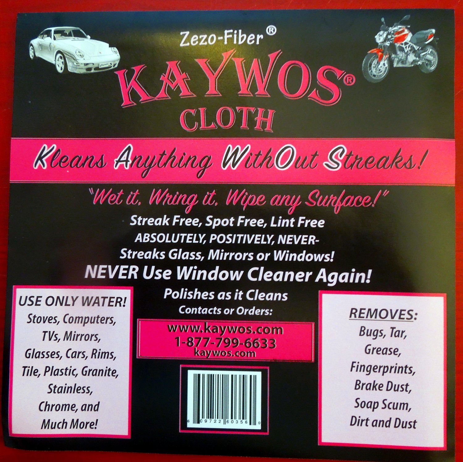 Zezo-Fiber Microfiber Cleaning Cloths - Streak Free & Spot Free for Flawless Shine - 8 Pack by Kaywos - Perfect for Cars, Windows, Glasses & Electronics