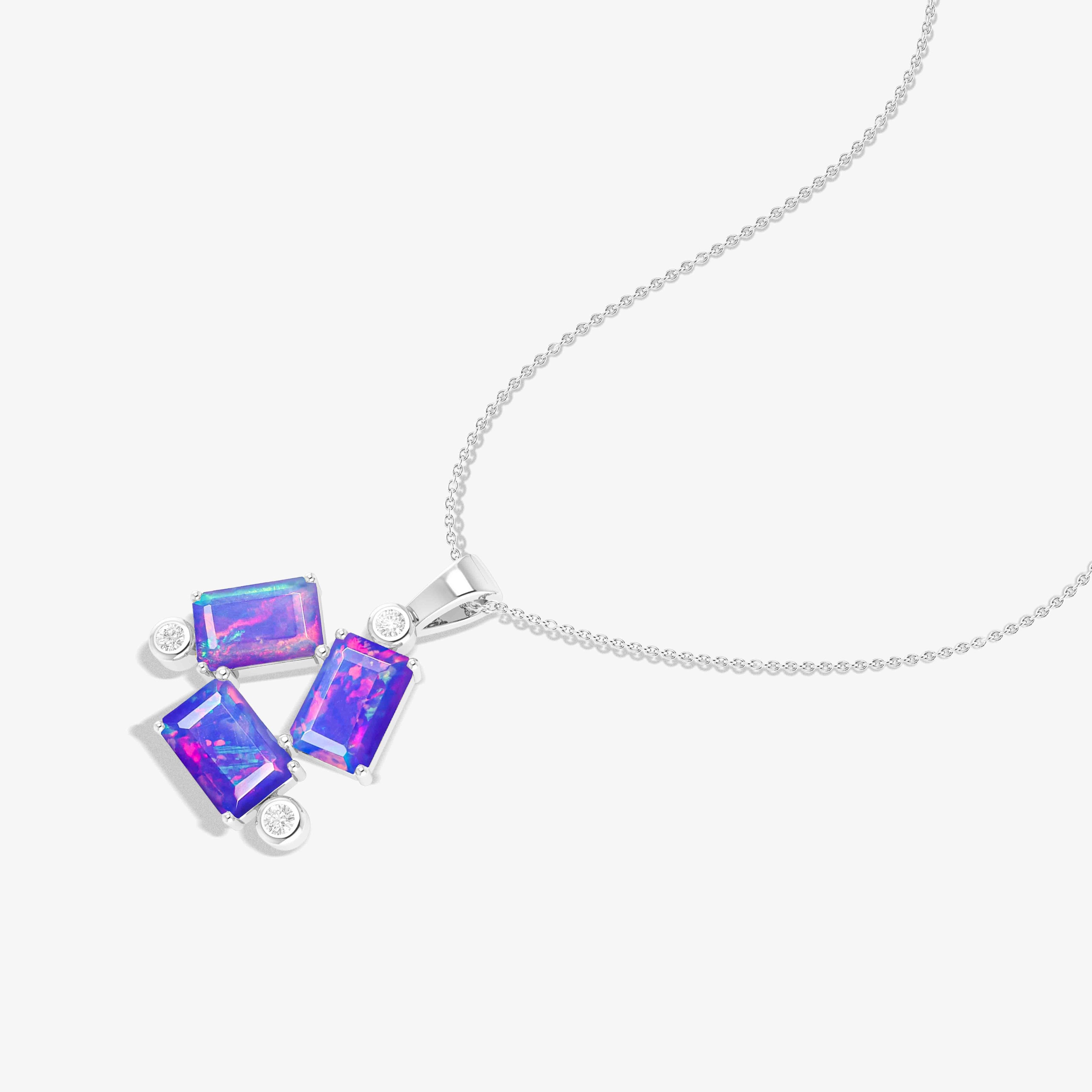 Lavender Opal Baguette Gemstone Charm Pendant Necklace - Dainty Jewelry for Women, Gift for Her, Birthday & Anniversary - Perfect for Everyday Wear, Date Night & Special Occasions