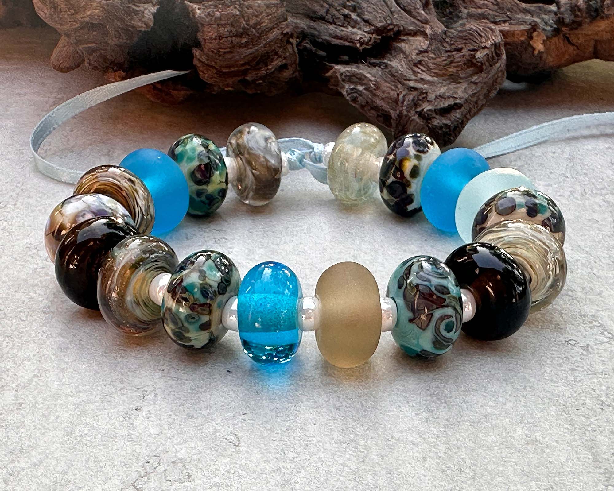 18pcs Turquoise Mosaic Mix Lampwork Glass Beads Set for Jewelry Making - DIY Necklace, Bracelet, Earrings Craft Supplies - Perfect for Boho, Handmade & Gift Projects