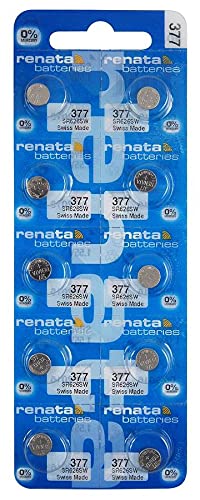 Renata 377 Silver Oxide Batteries 10 Pack - SR626SW Watch Battery for Watches, Calculators, Medical Devices & More | 0% Mercury, Long-Lasting Power